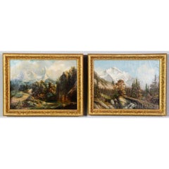 Two 19th Century Oil Paintings of  Mountain Views by Rang