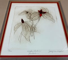 Jody Mehaffie "Wake Robin Trillium" Hand Colored Etching
