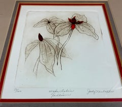 Vintage Jody Mehaffie "Wake Robin Trillium" Hand Colored Etching