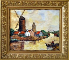 Vintage Original Dutch Landscape / Riverscape Oil Painting by James Rötter