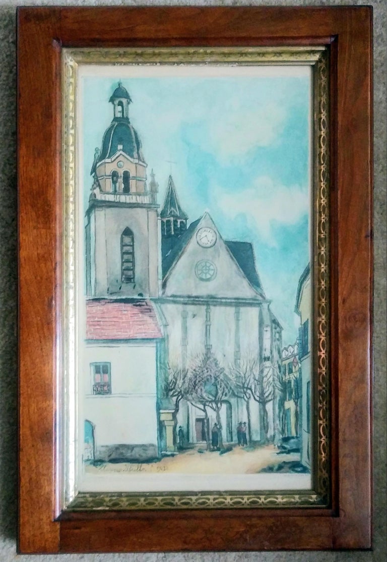 Antique Maurice Utrillo L'EGLISE DE LIMOURS French Engraving - Art by Maurice Utrillo