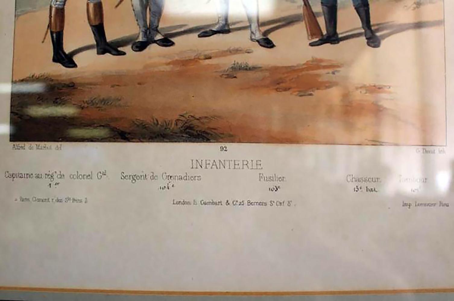 Paire de lithographies françaises du 19ème siècle représentant des personnages militaires par Alfred de Marbot 1