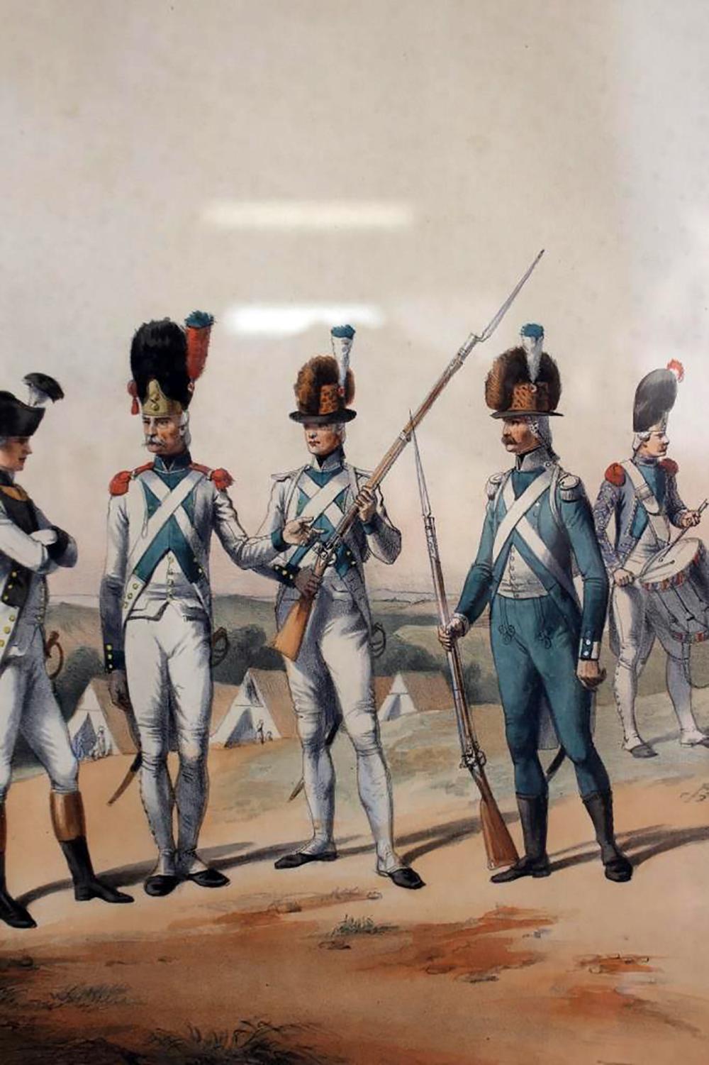 Paire de lithographies françaises du 19ème siècle représentant des personnages militaires par Alfred de Marbot 4