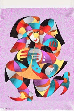 L.E. Signed Ukrainian artist Anatole Krasnyansky Serigraph "Running Jester II"