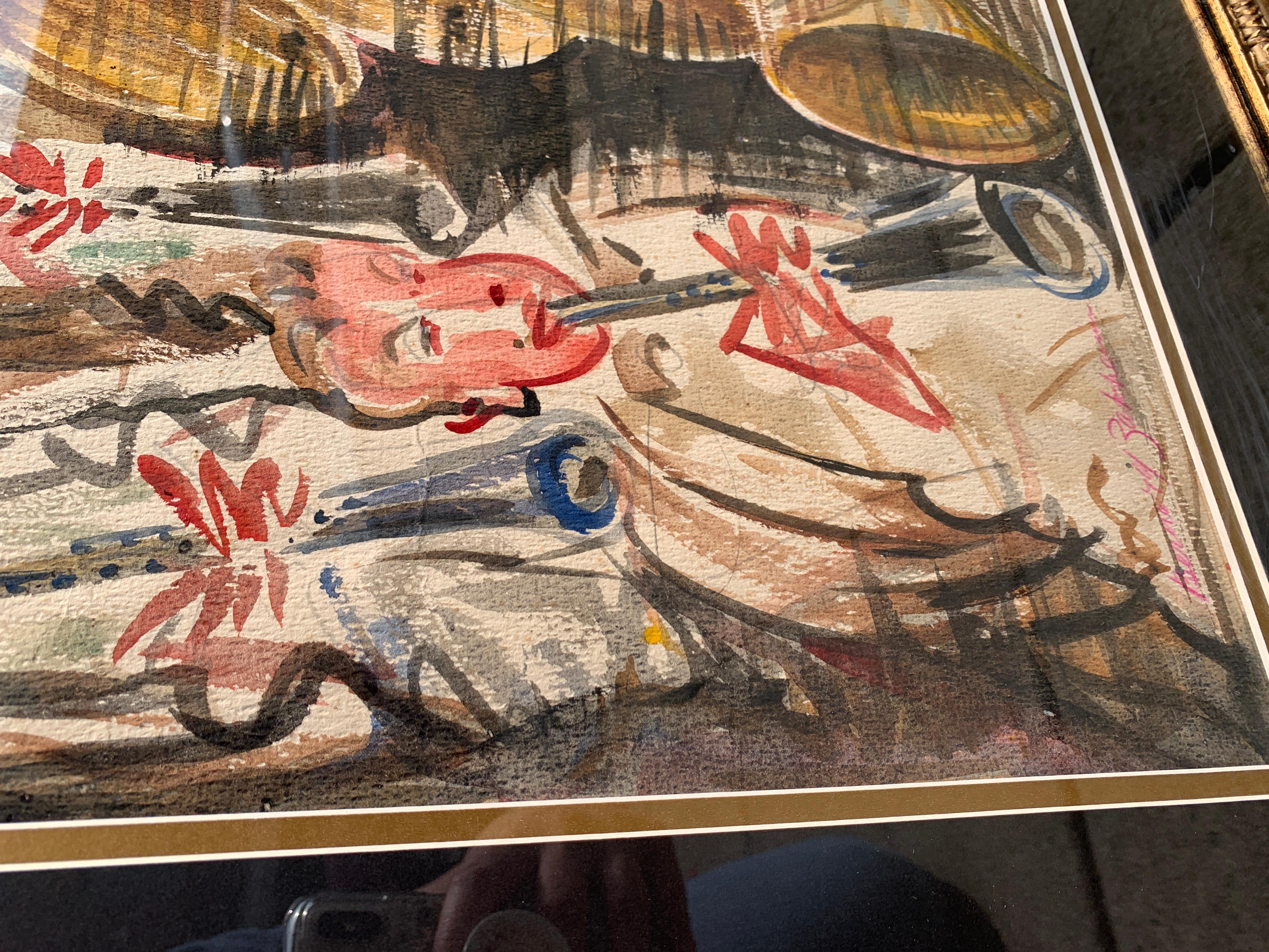 Original Watercolor Hand Signed by the Artist Rommel in 1934 in Paris For Sale 1