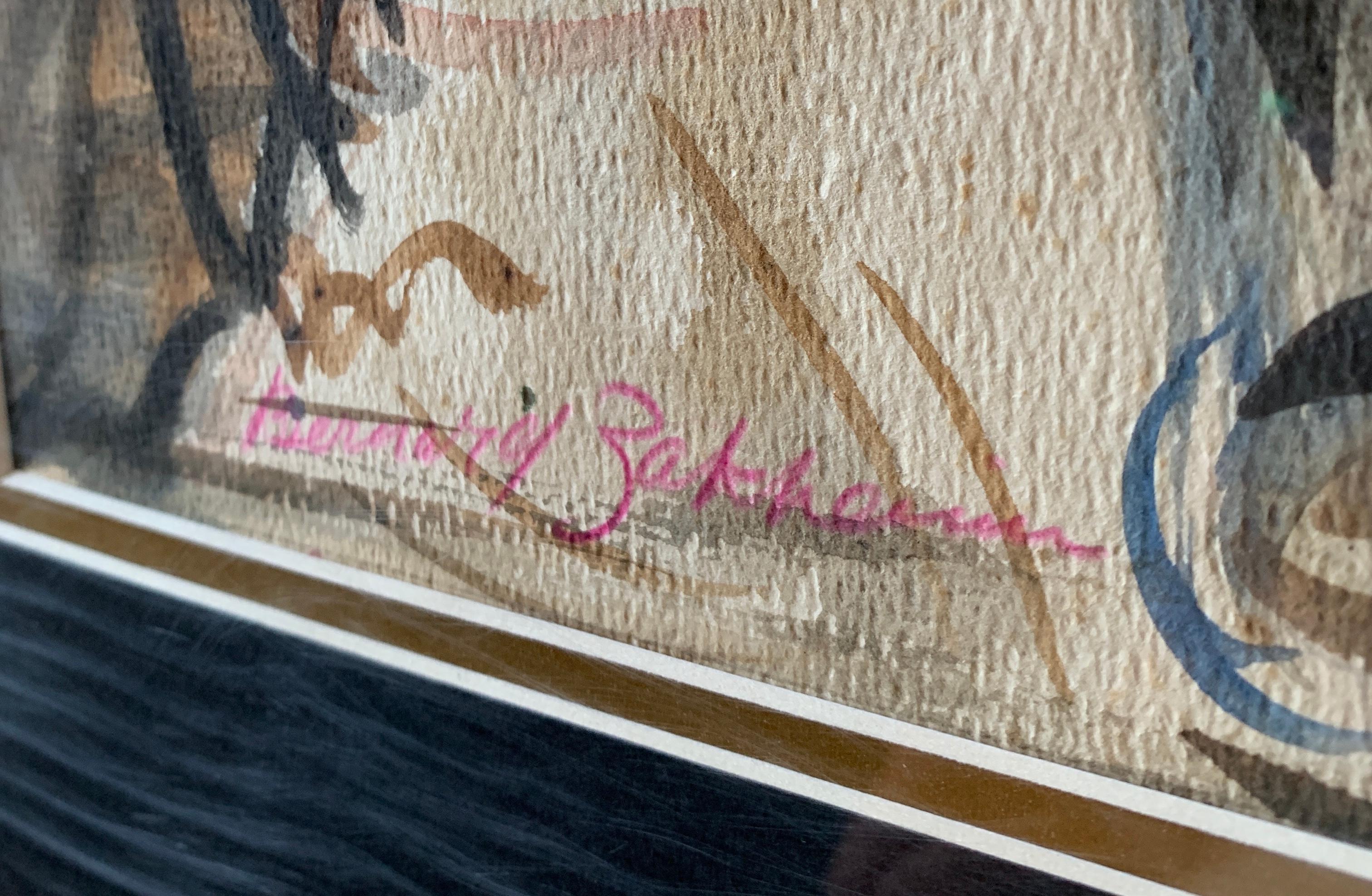 Original Watercolor Hand Signed by the Artist Rommel in 1934 in Paris For Sale 5