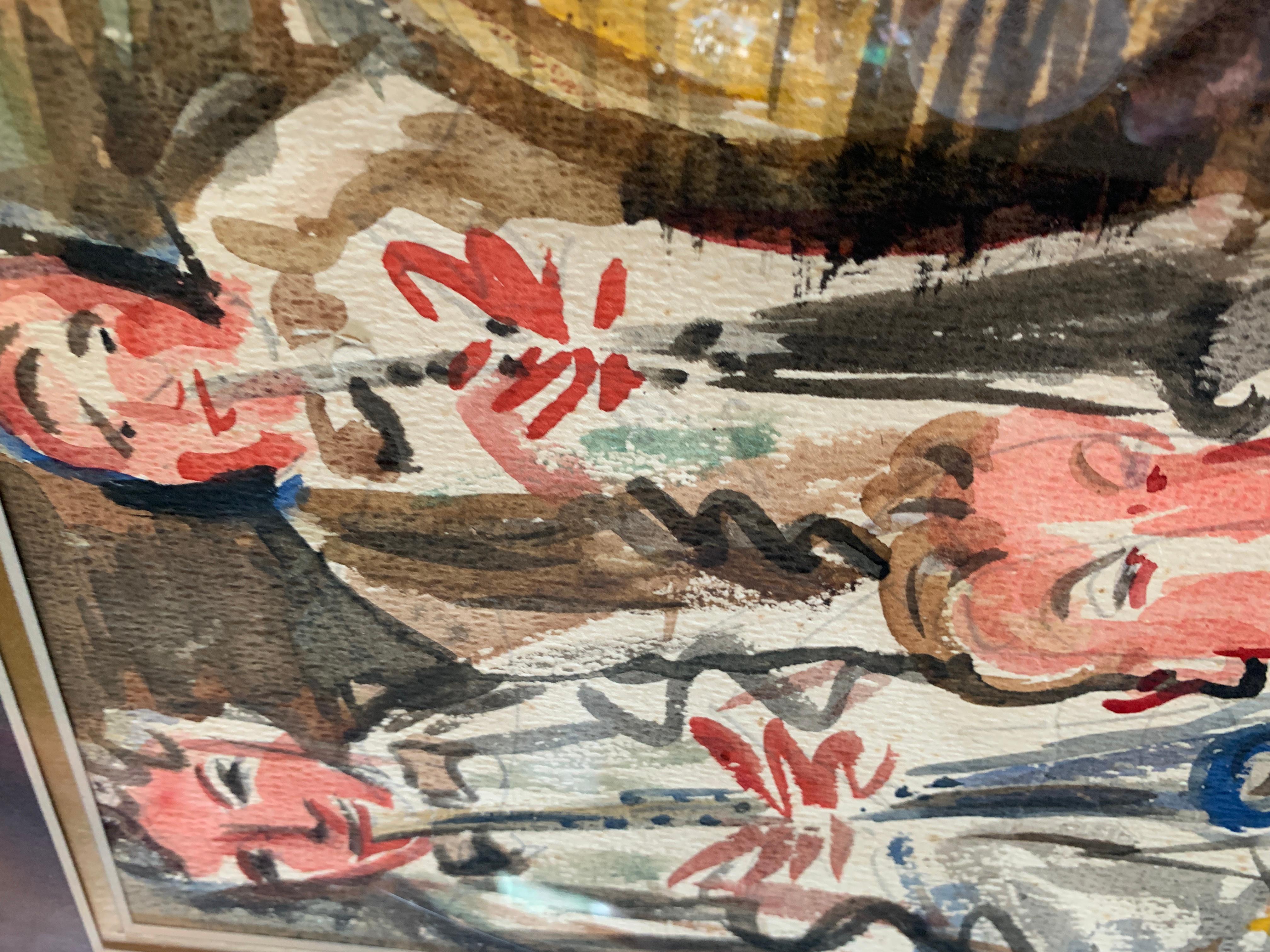 Original Watercolor Hand Signed by the Artist Rommel in 1934 in Paris For Sale 7