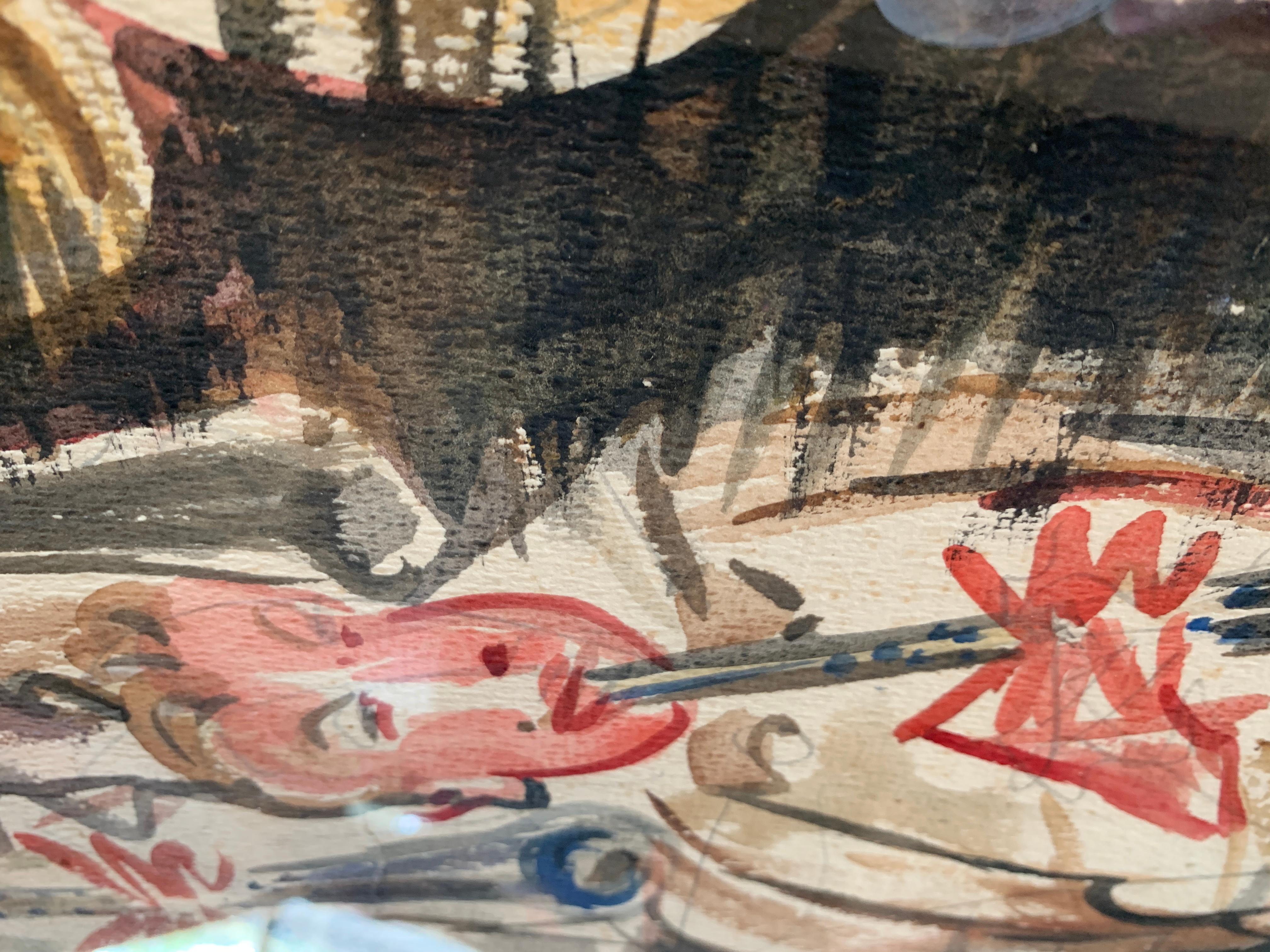 Original Watercolor Hand Signed by the Artist Rommel in 1934 in Paris For Sale 8