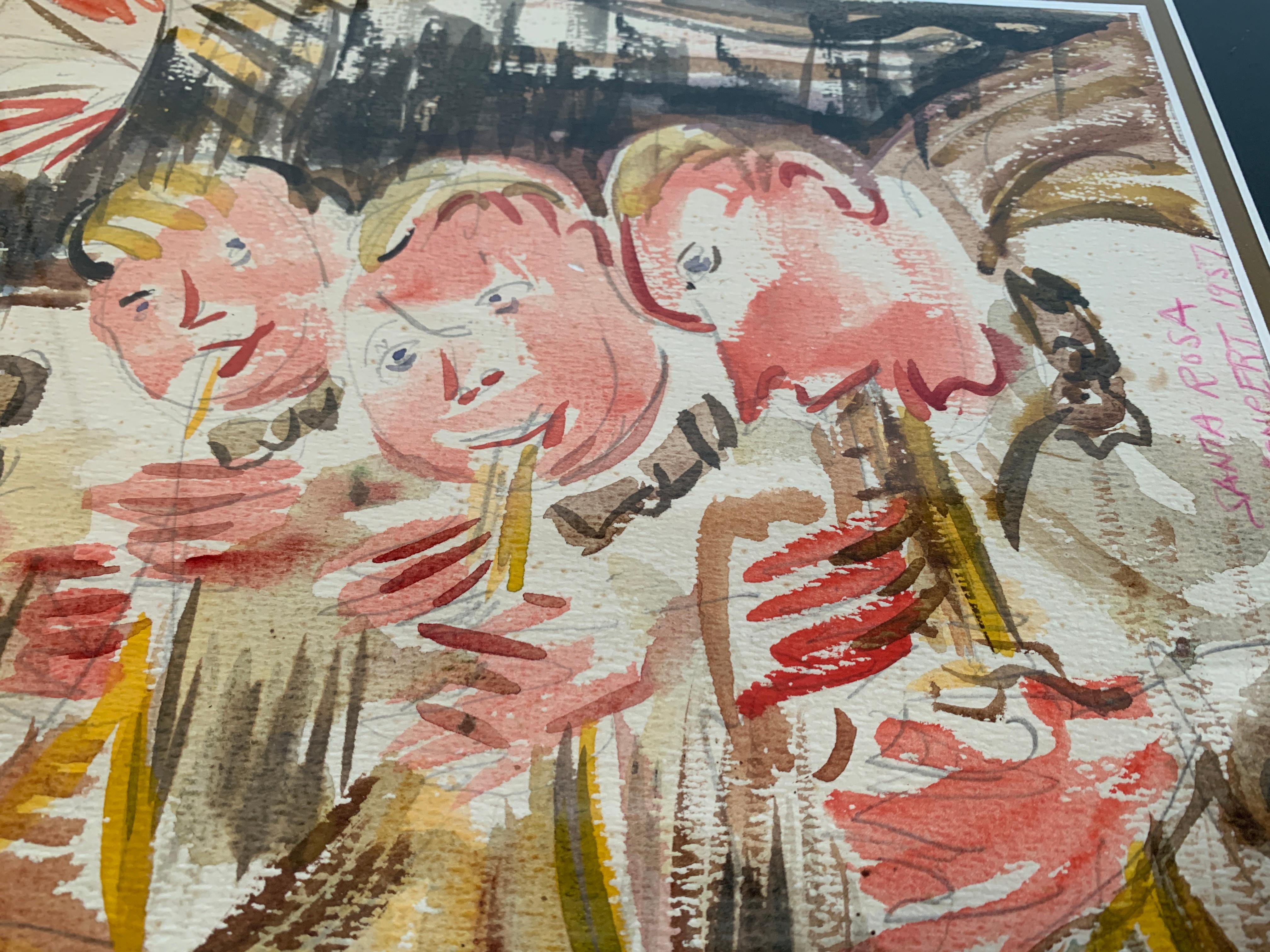 Original Watercolor Hand Signed by the Artist Rommel in 1934 in Paris For Sale 10