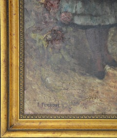 Egisto Ferroni Italian Portrait Oil Painting Entitled "Woman with a Basket"