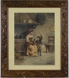 italian artists modern Antique Italian Watercolor Painting by Achille Buzzi Circa 1875