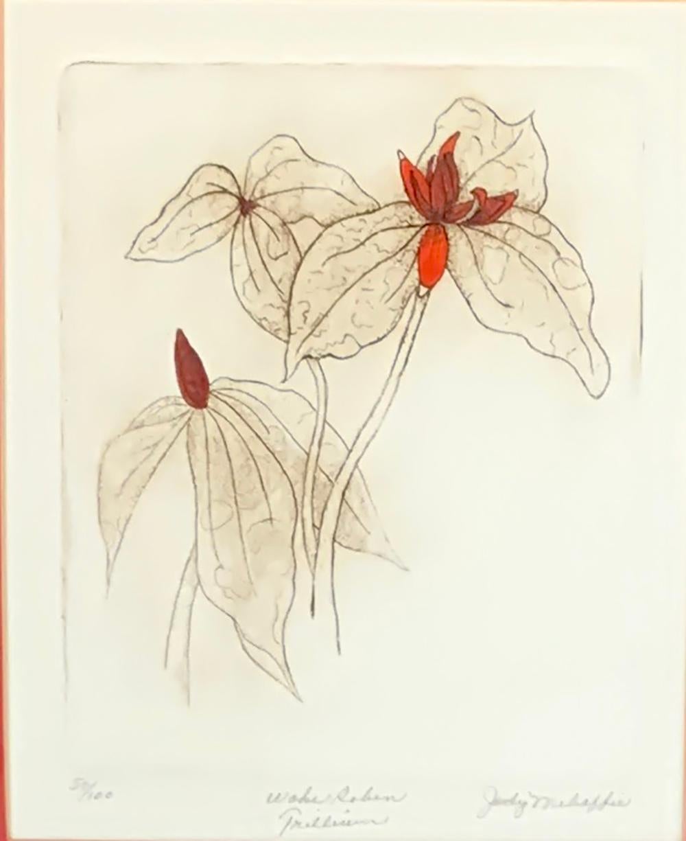 Gravure colorée à la main « Wake Robin Trillium » par Jody Mehaffie 5