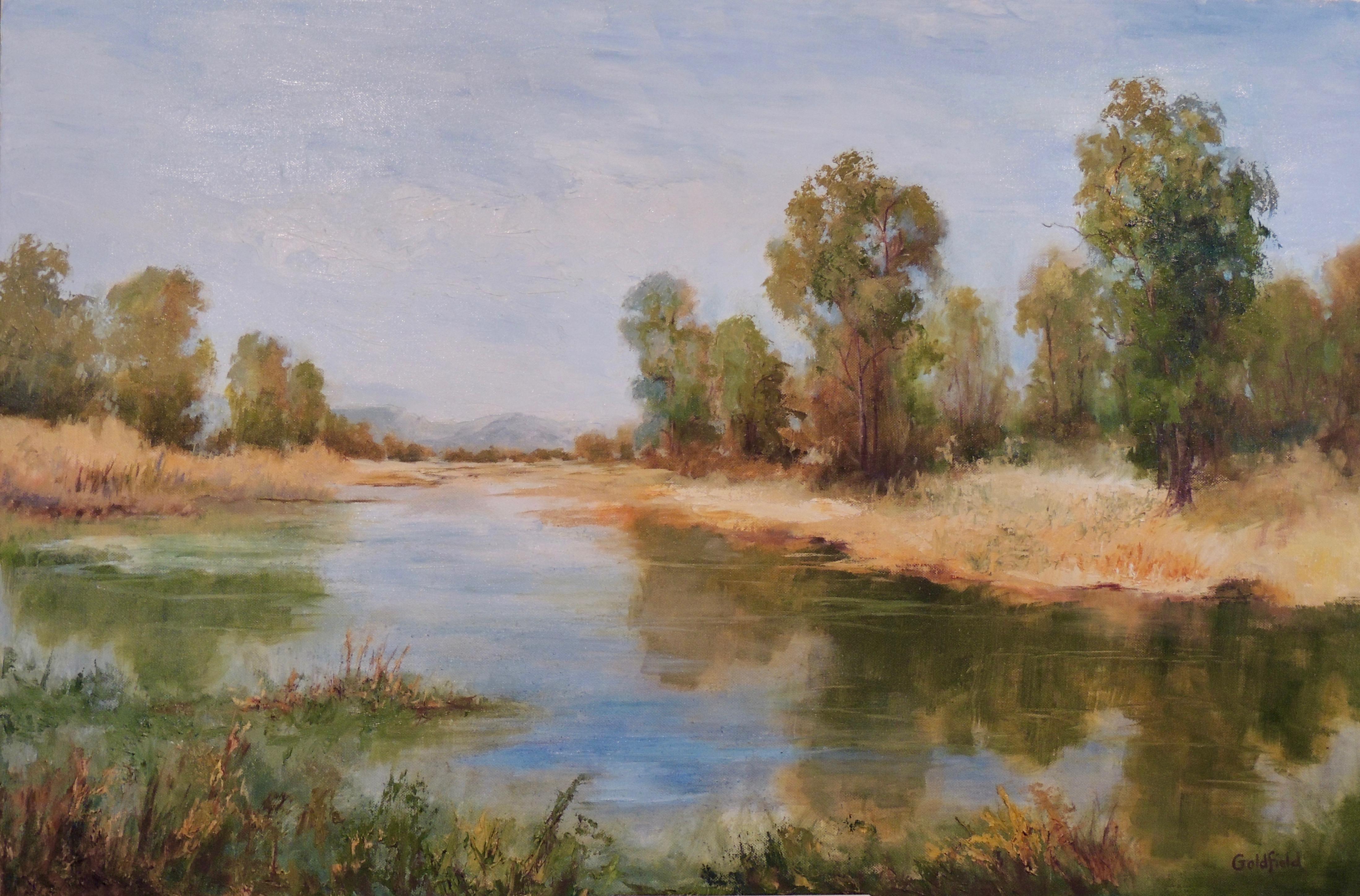 Emily Goldfield Landscape Painting - On the River