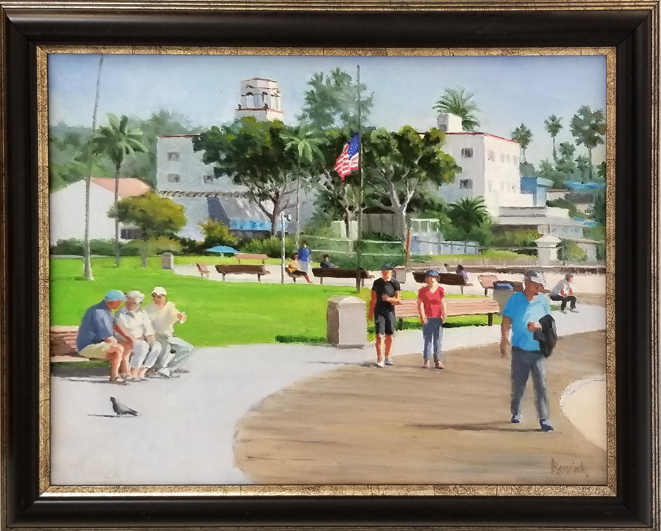 Lyle Rennick Landscape Painting - Main Beach Boardwalk