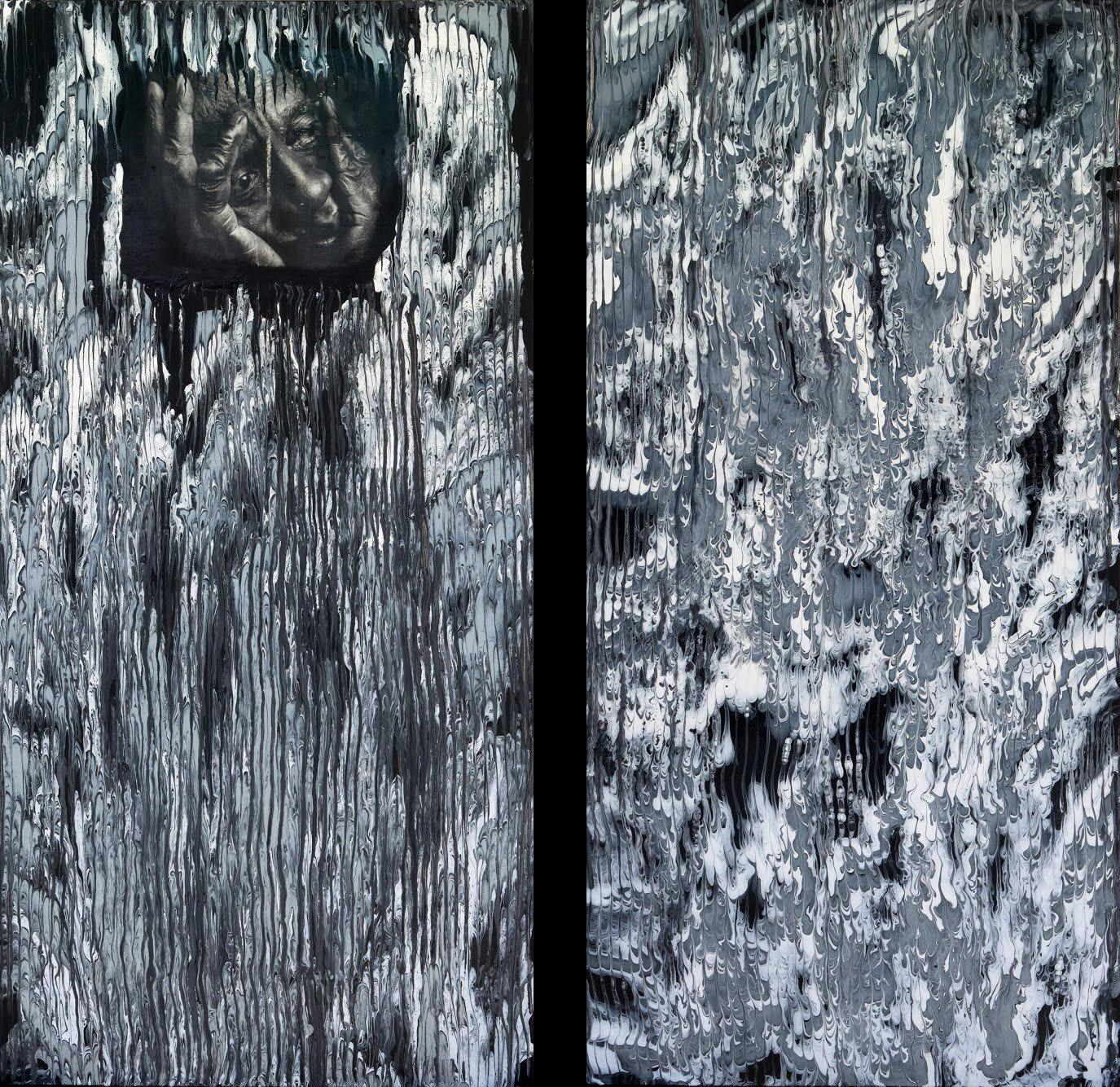 Gandom Mizban Abstract Painting - Depression Diptych