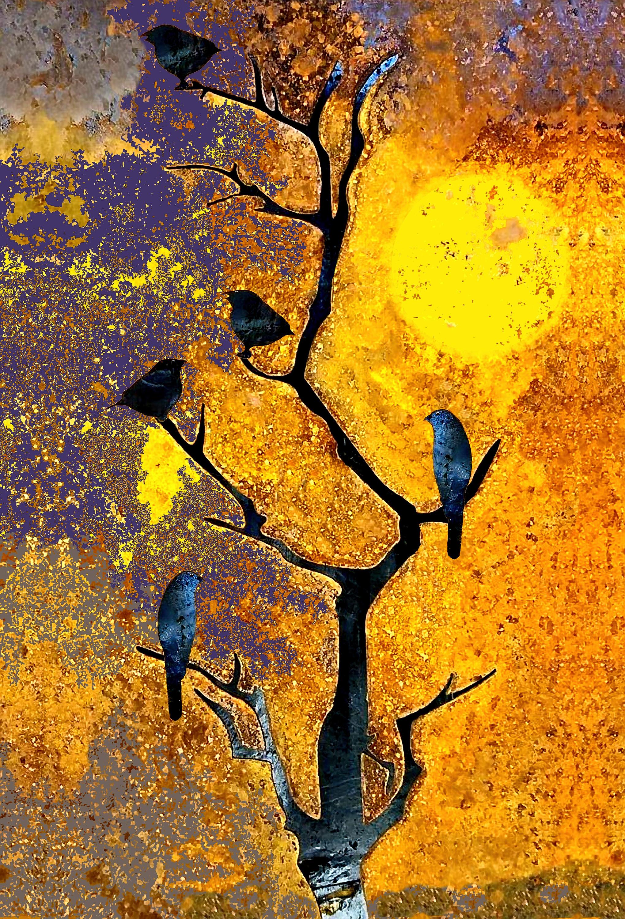 Clay Harris Animal Painting - Birds in a Tree