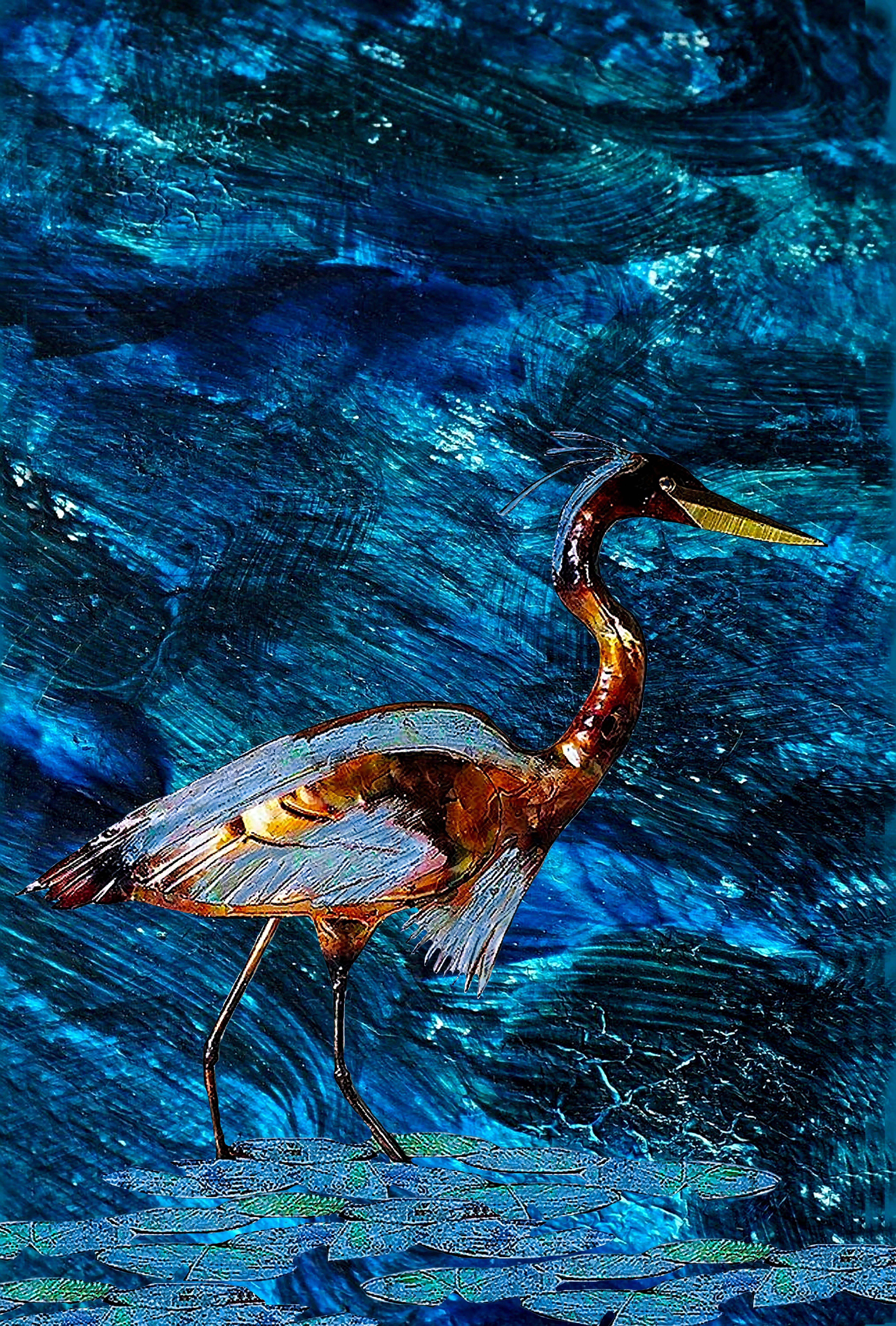 Clay Harris Animal Painting - Blue Heron