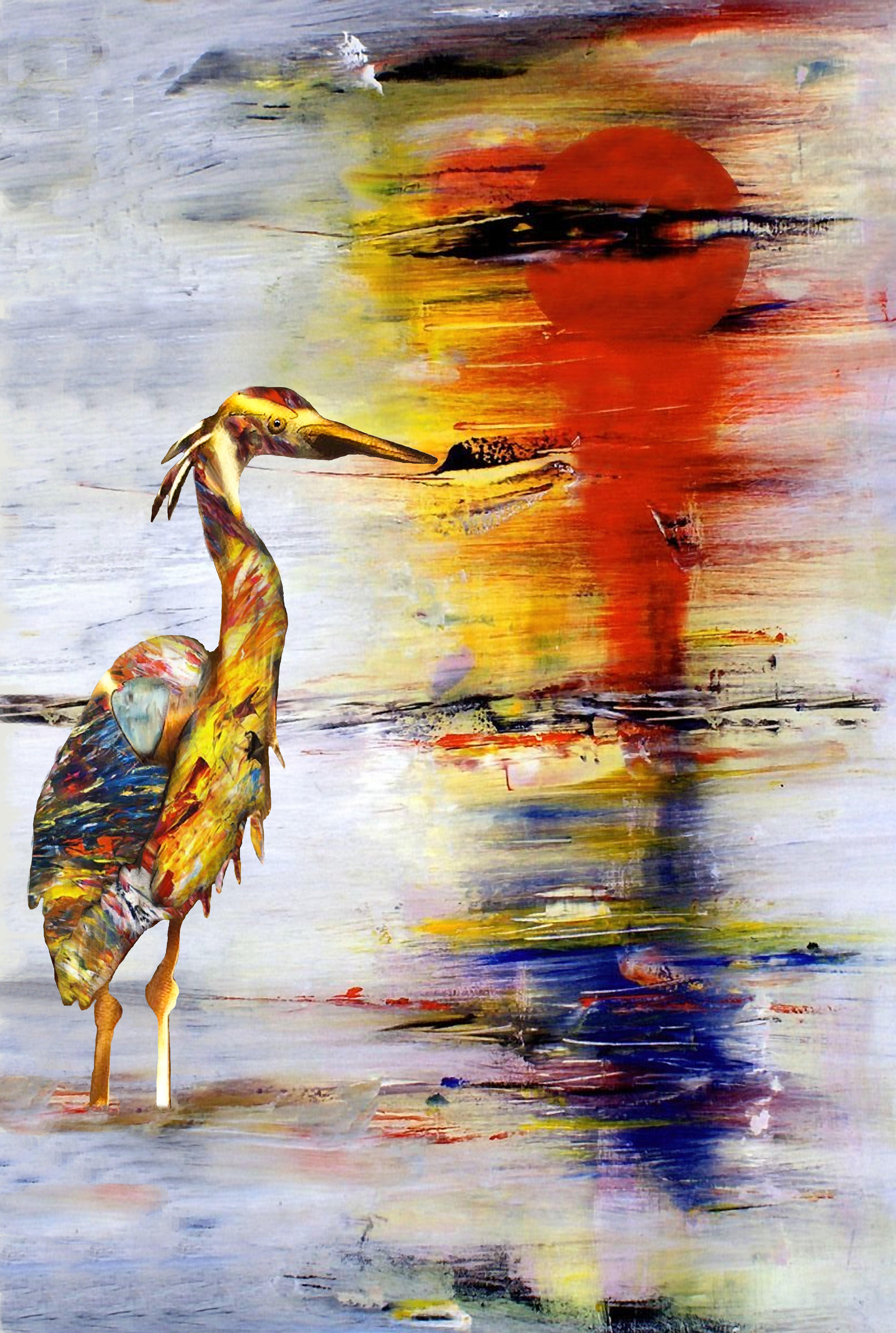 Clay Harris Animal Painting - Cranes of Color 104