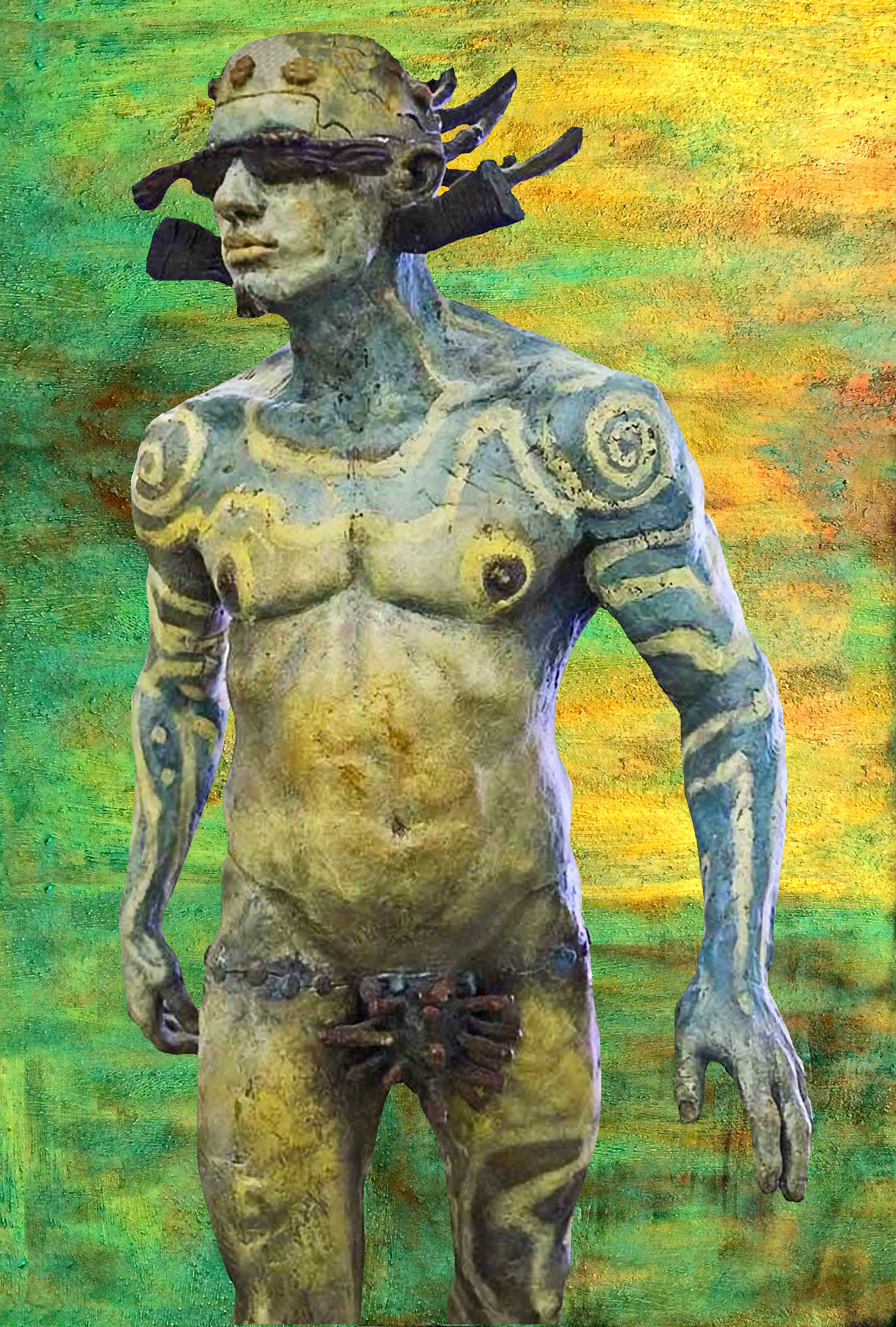 Clay Harris Animal Painting - Man in Time