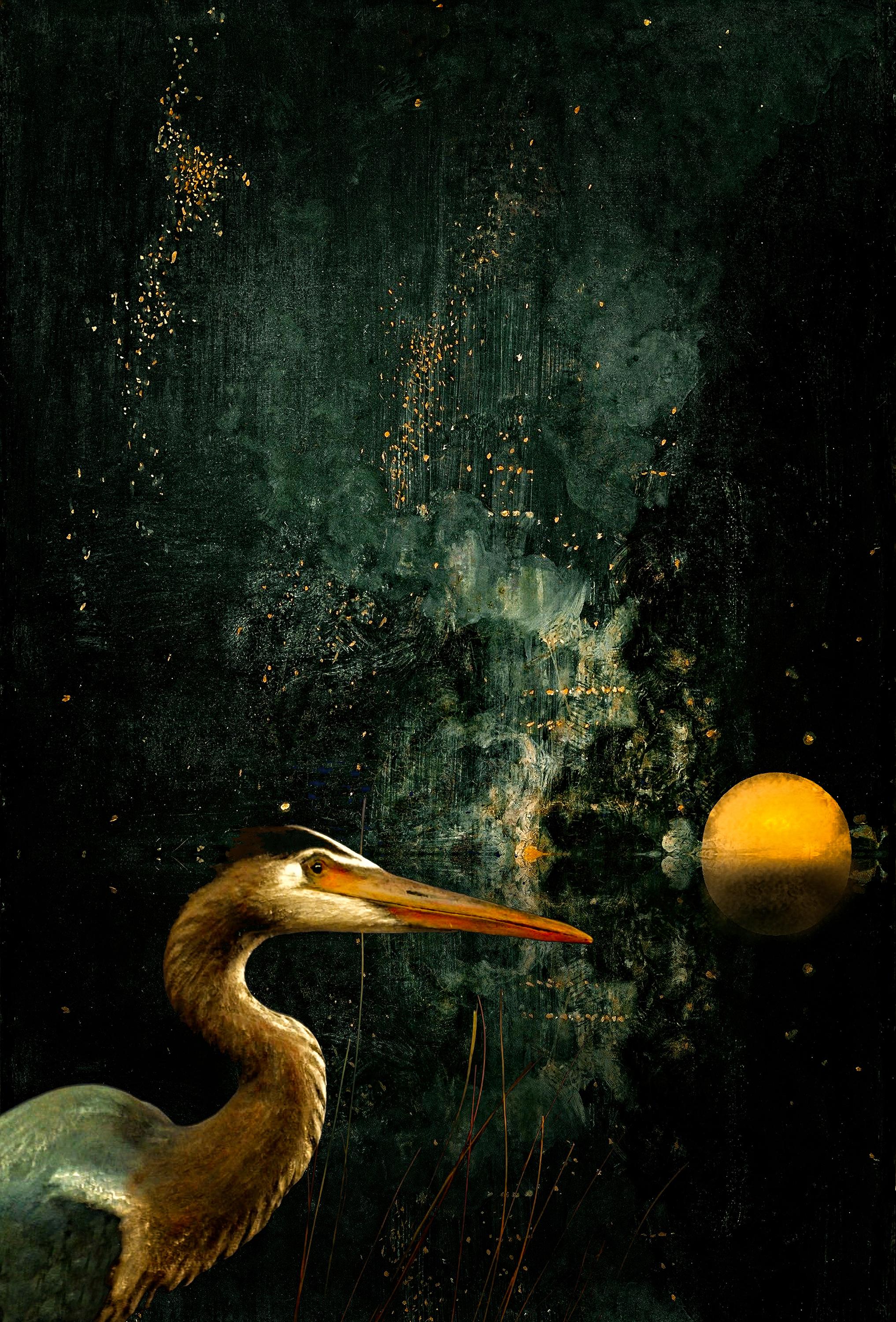 Clay Harris Abstract Painting - Nocturnal Crane