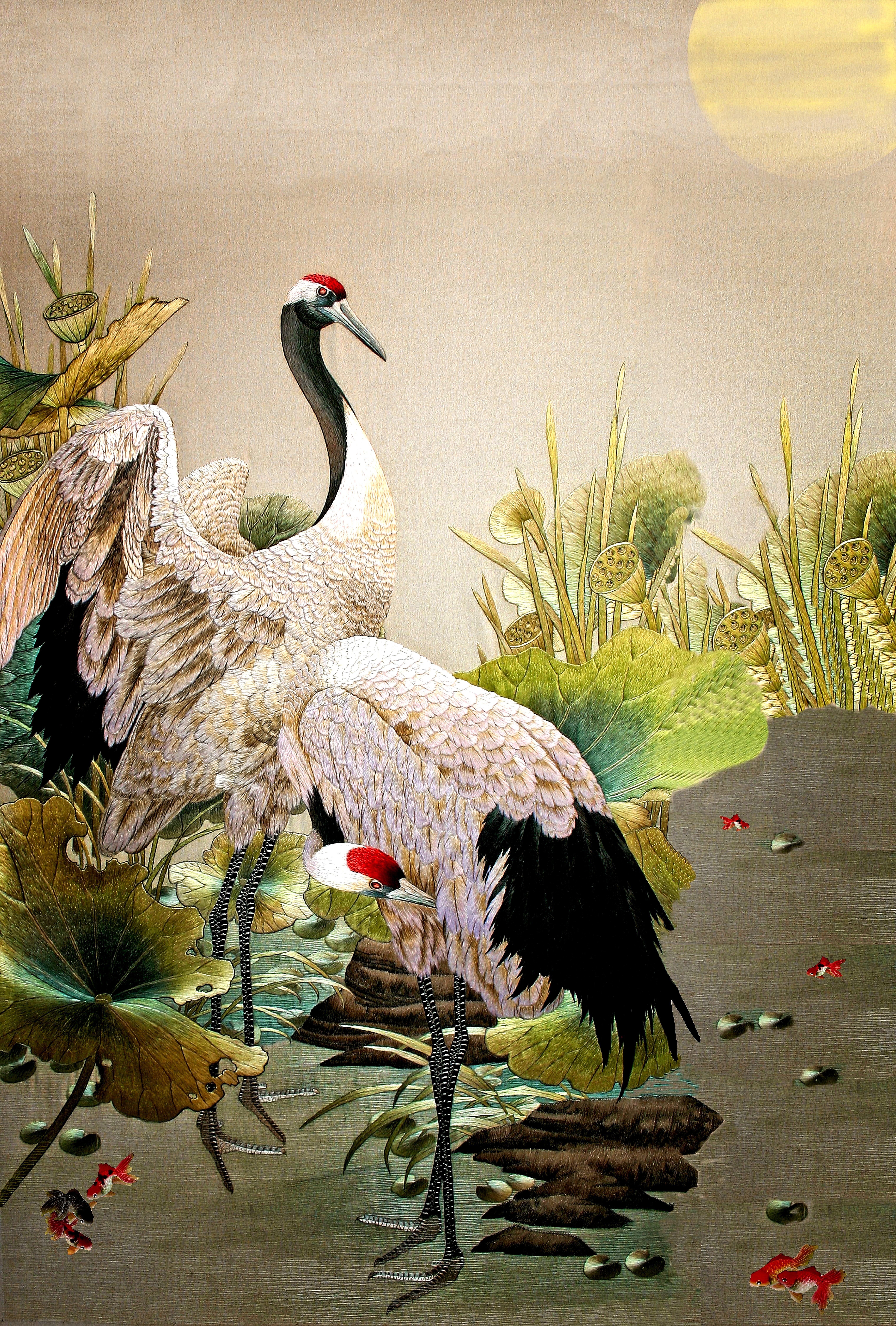 Clay Harris Animal Painting - Sun Up Koi Pond