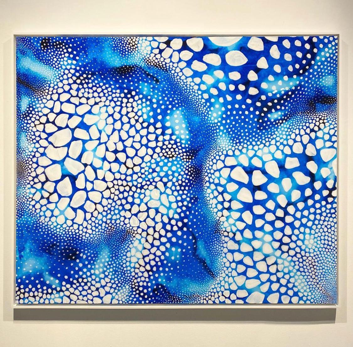 Pointillism Series 6  Ultra Blue & White - Mixed Media Art by Ted Collier