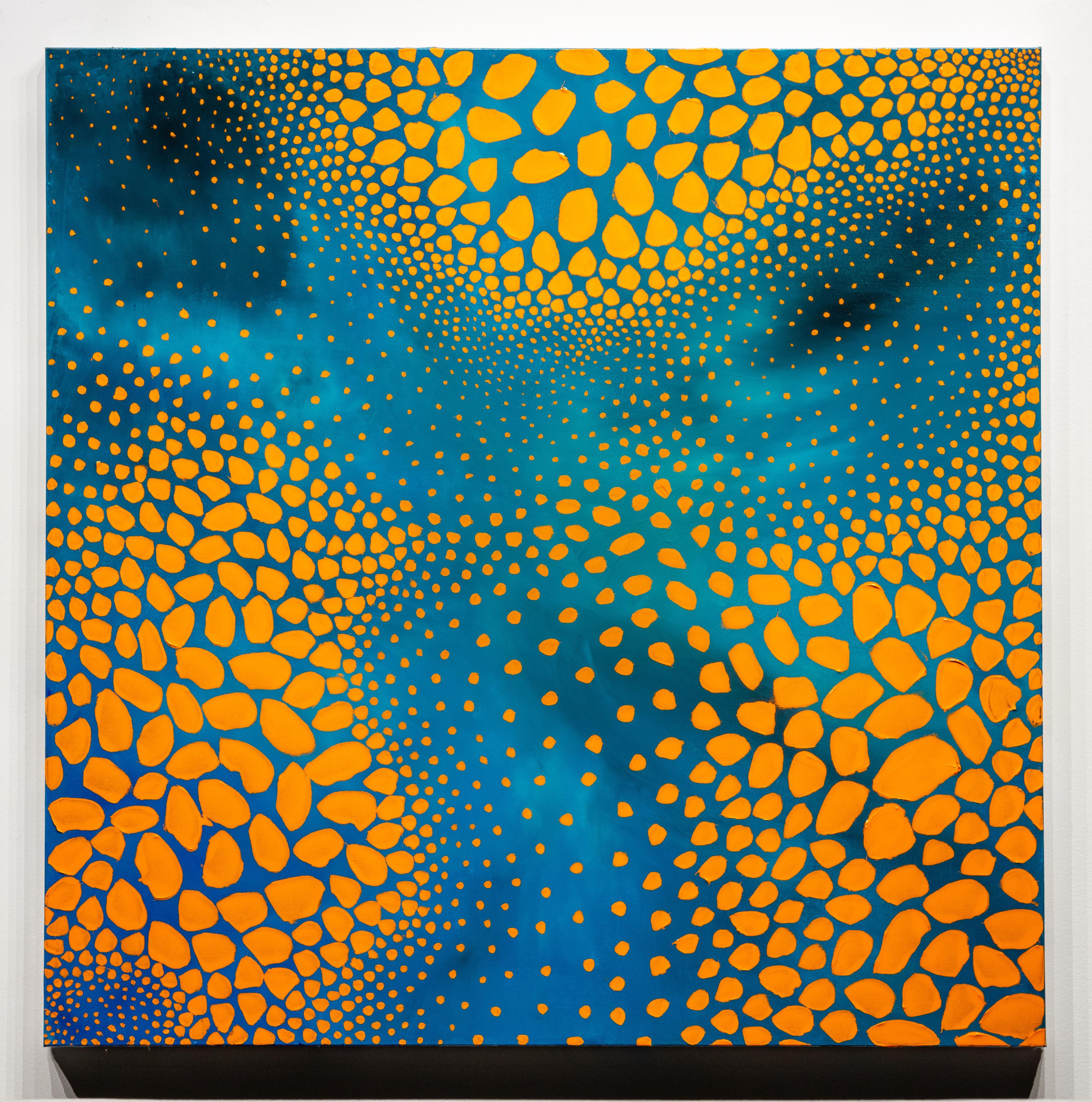 Pointillism Series 4  Blue and Orange - Mixed Media Art by Ted Collier