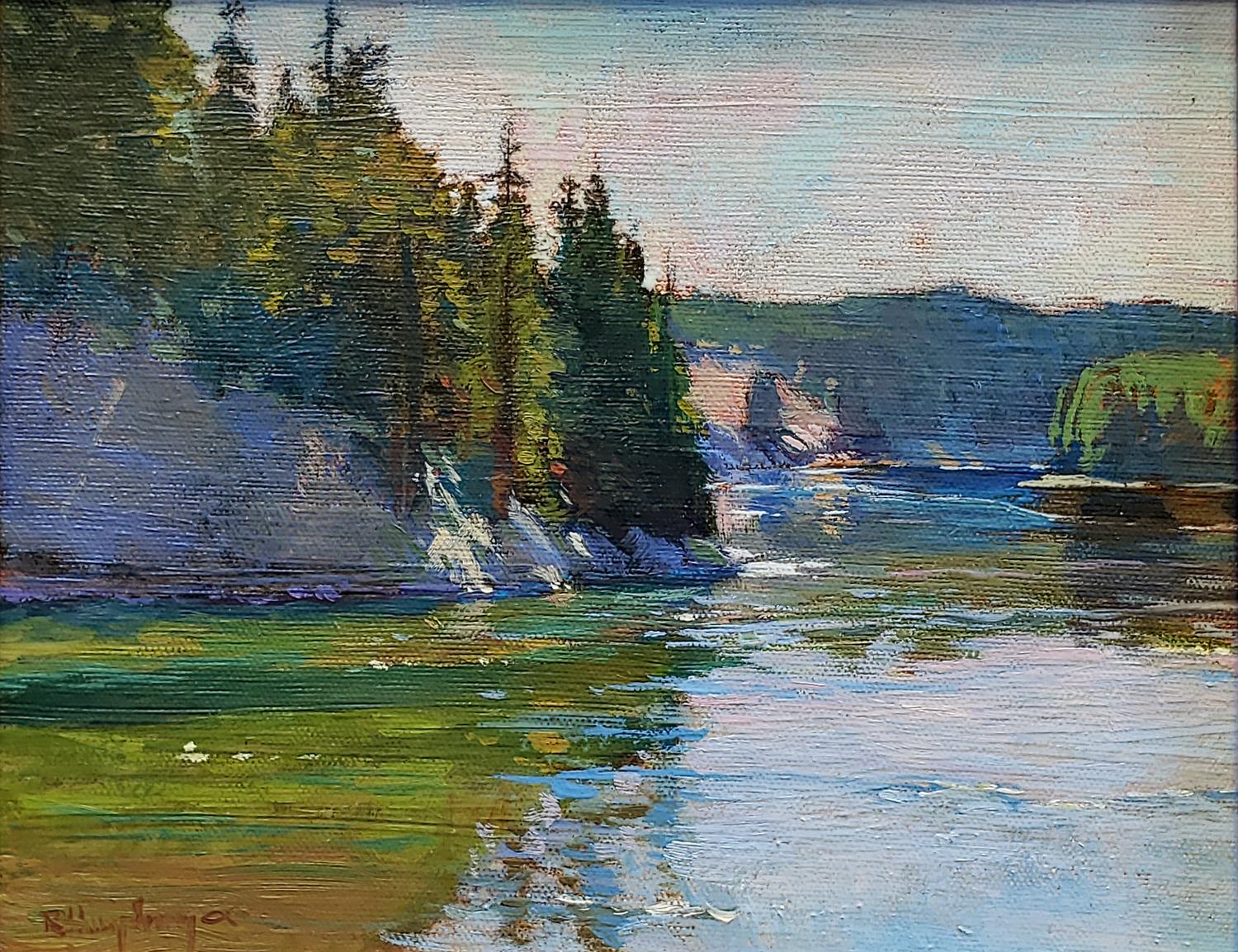 Bend in the River, Yellowstone - Painting by Richard Humphrey