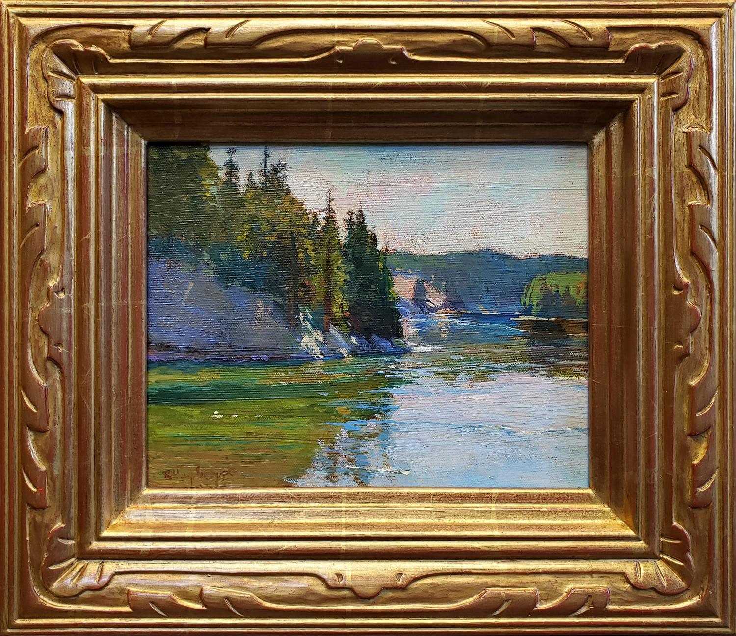 Landscape Painting Richard Humphrey - Bend in the River, pierre jaune