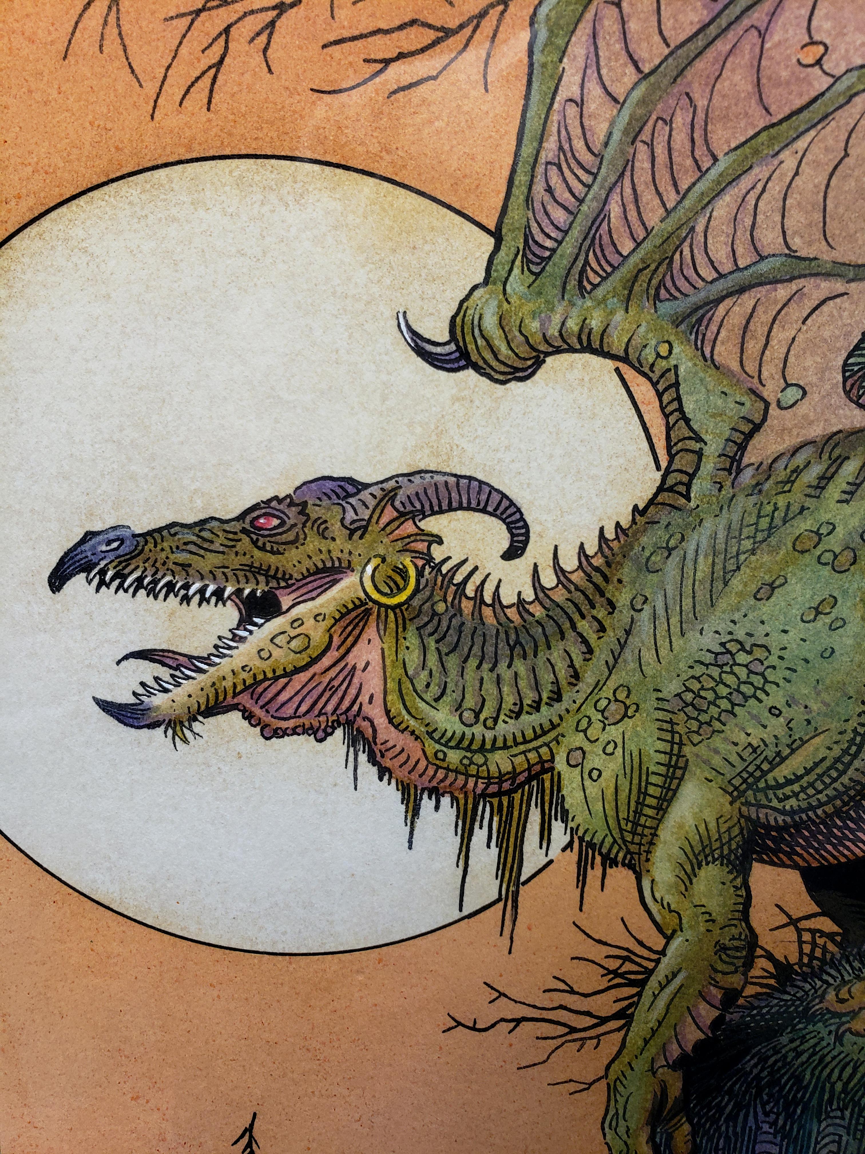 Dragon Sunset - Other Art Style Art by William Stout