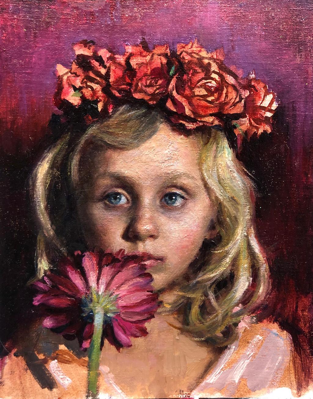 Flower Girl - Painting by Natalia Fabia