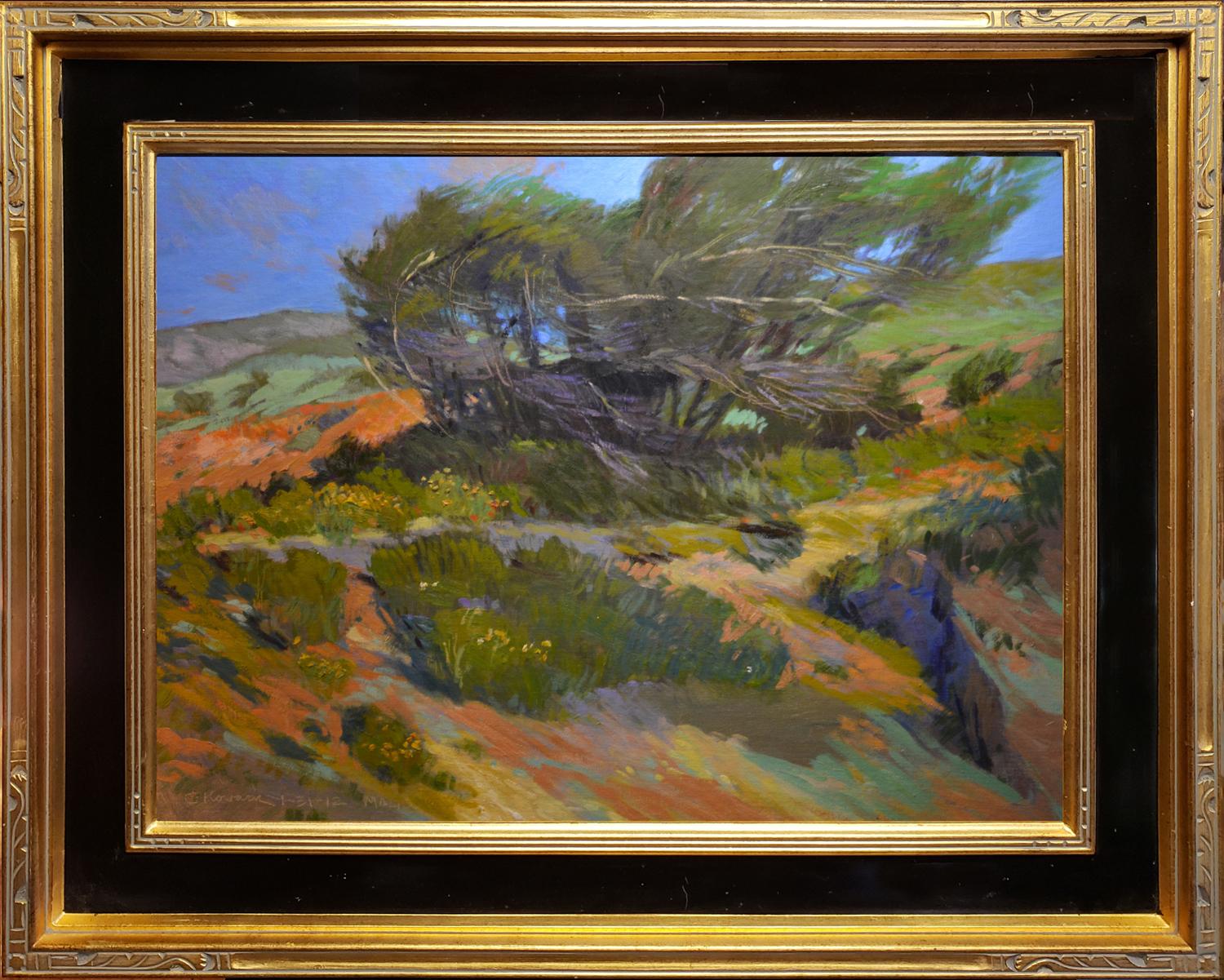 Landscape Painting Chuck Kovacic - Les vents qui jaillissent, parc Leo Carrillo, Malibu