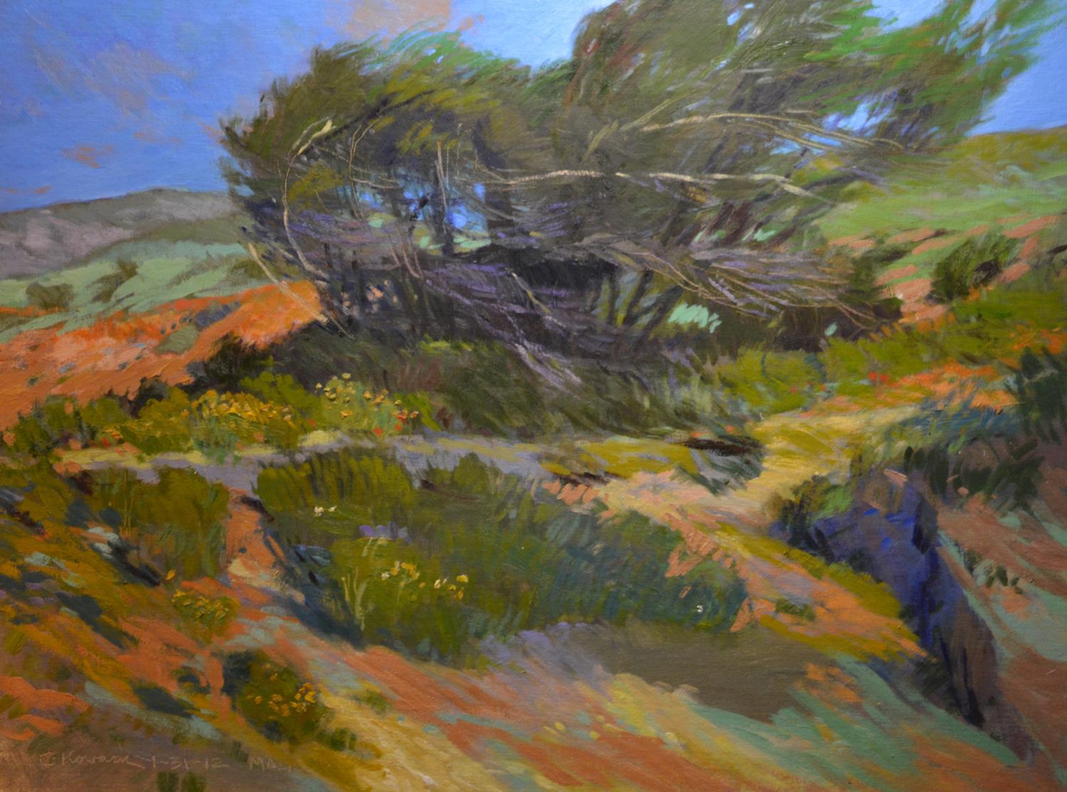 Les vents qui jaillissent, parc Leo Carrillo, Malibu - Painting de Chuck Kovacic