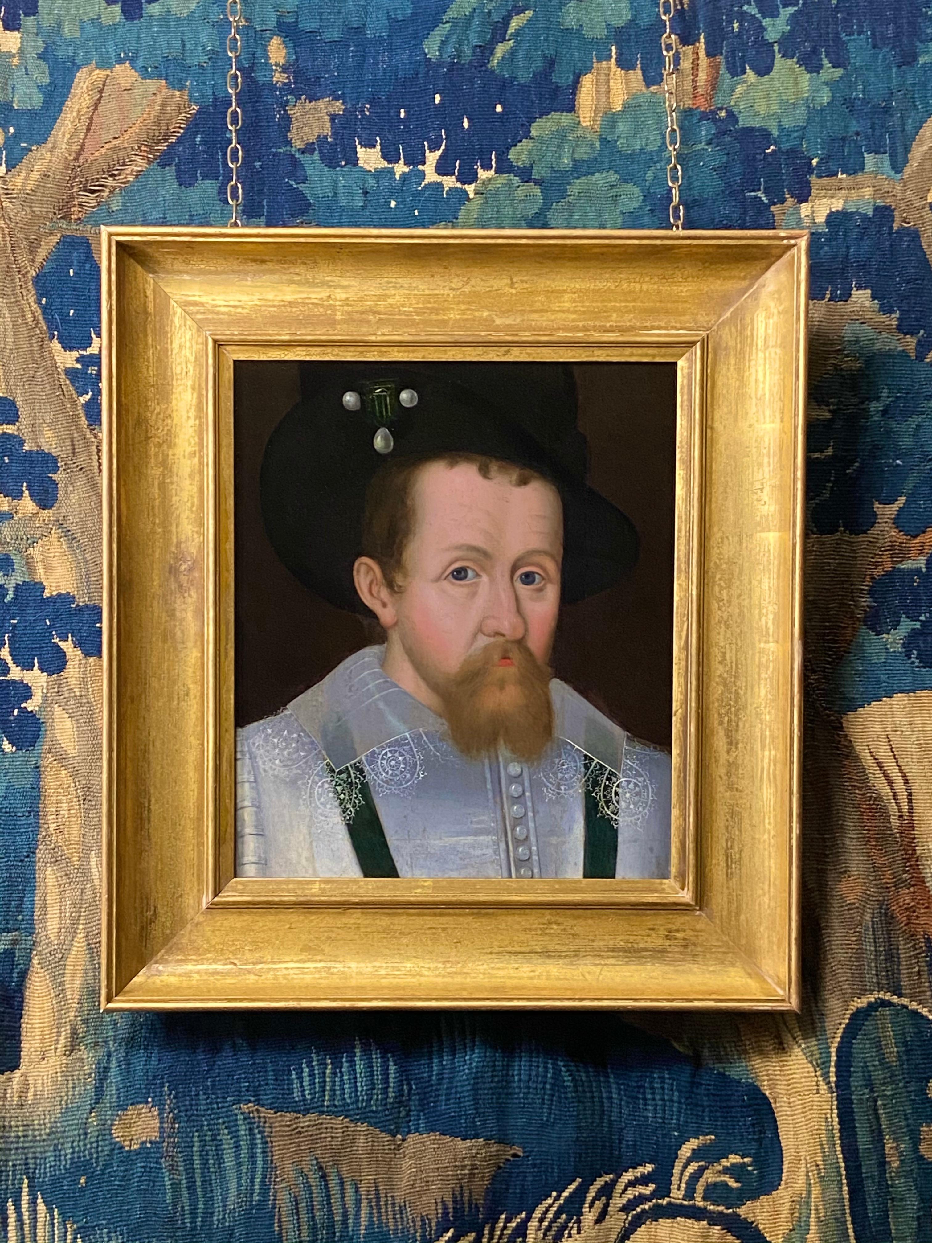 17th Century Royal Portrait of James I of  England & James VI of Scotland - Old Masters Painting by John De Critz