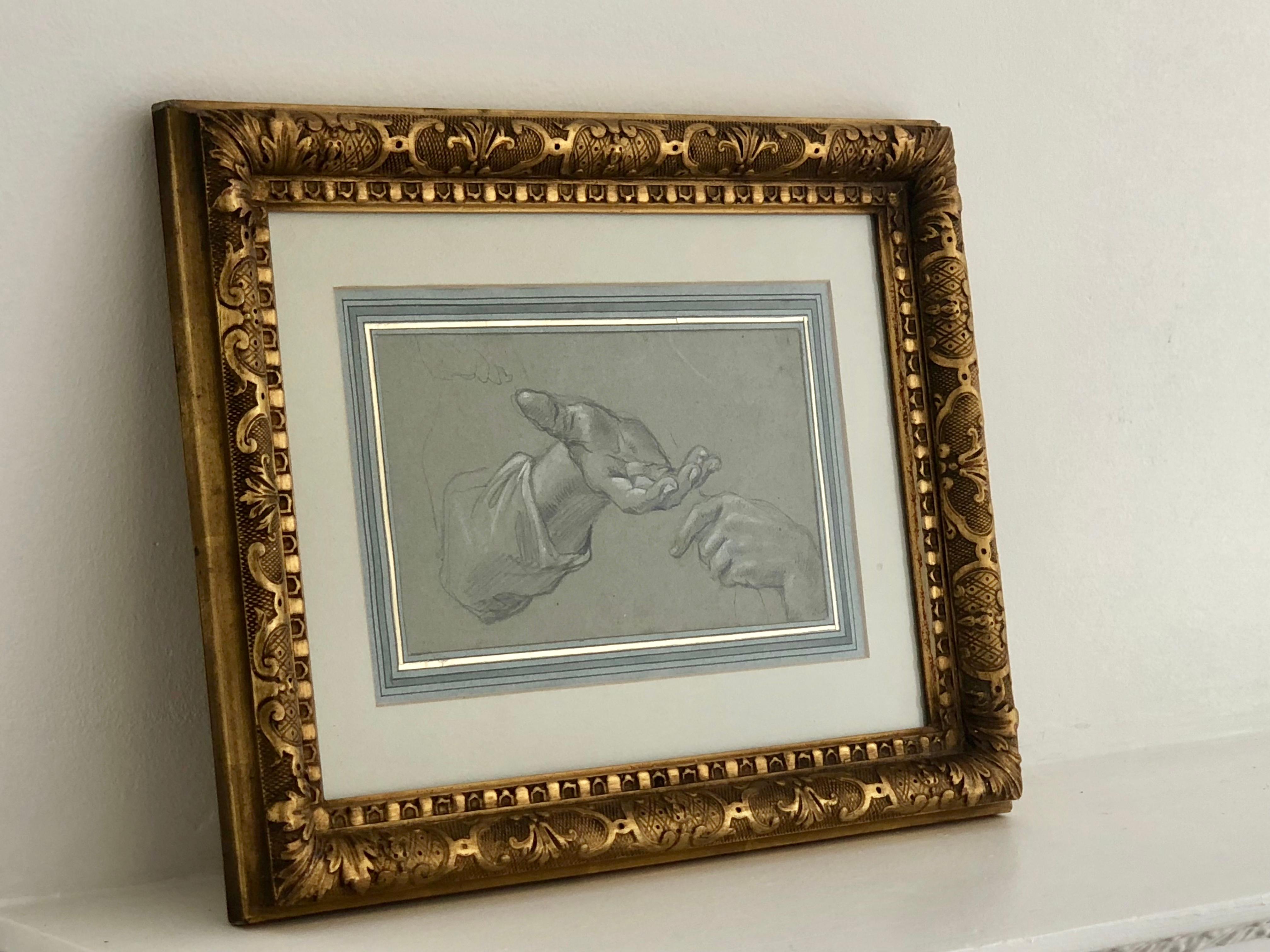 CHARLES PARROCEL (1688-1742)
A Study of Two Hands by Charles Parrocel (France, 1688 to 1752)

Finely detailed and sensitively rendered study of two hands by Charles Parrocel. 
Late 17th century/ early 18th century graphite/pencil on paper in fine