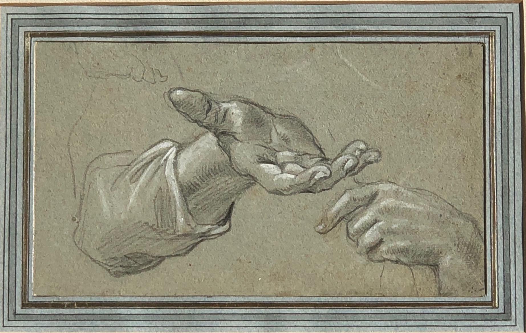 18th Century French Drawing A Study of Two Hands by Charles Parrocel 2