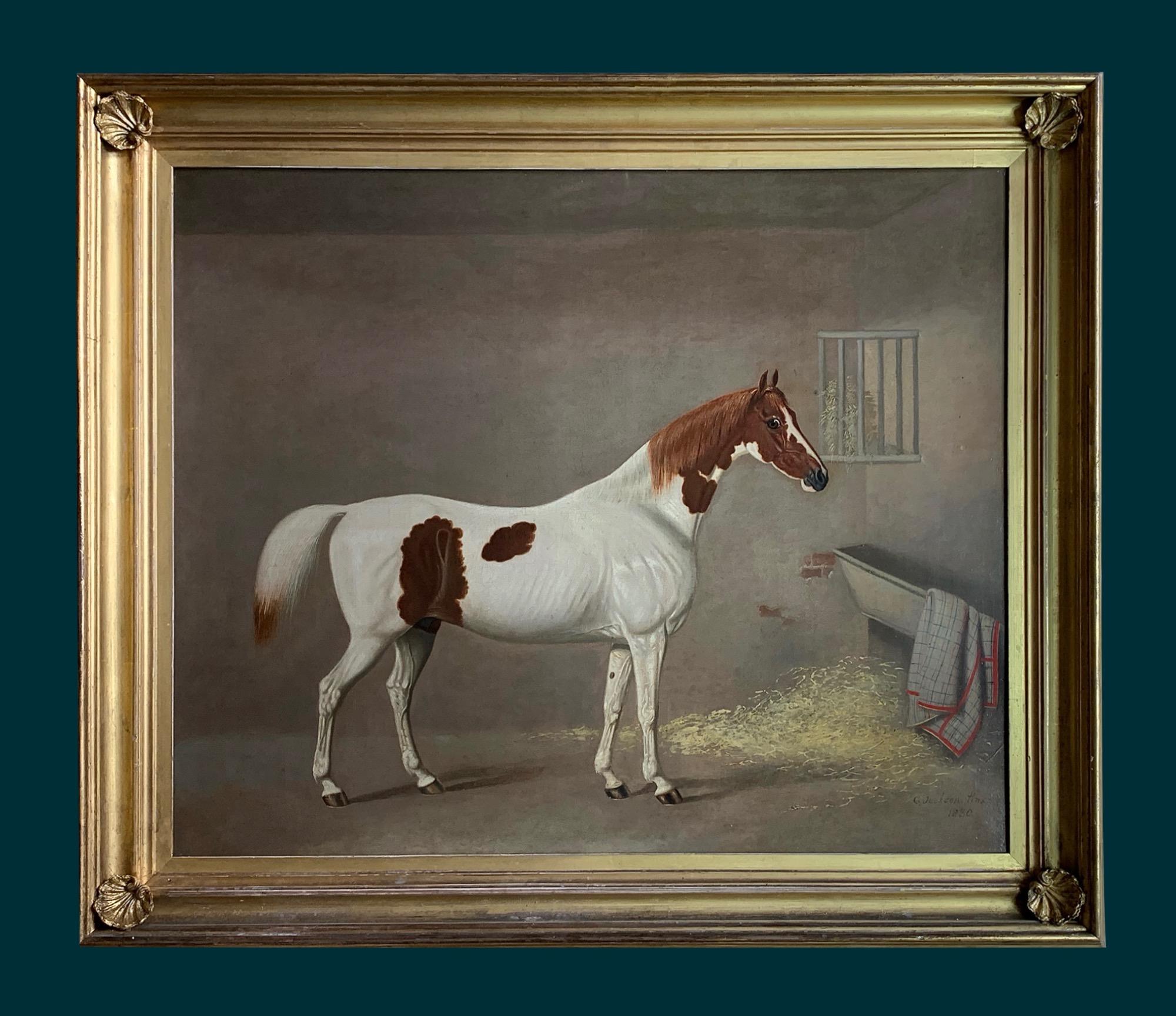 A Skewbald Pony in a Stable by G. Jackson For Sale 8