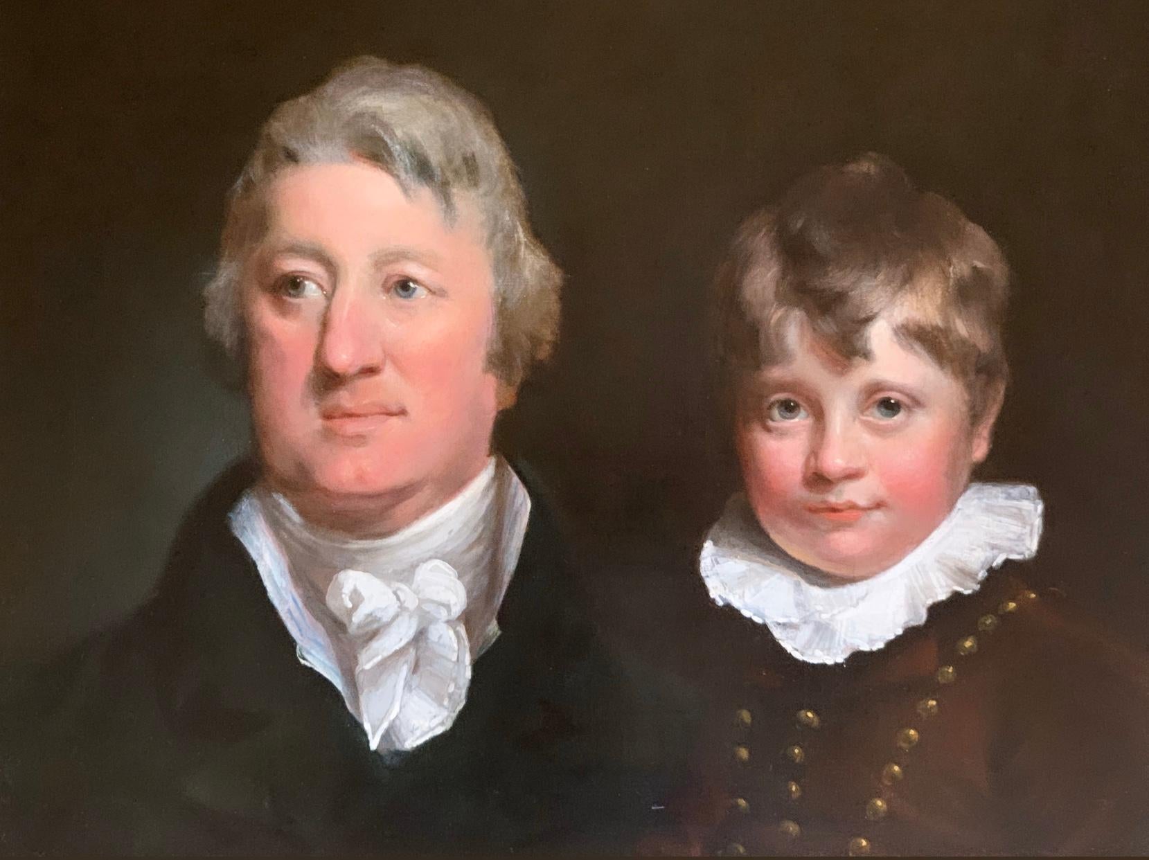 This double portrait of a father and son attributed to Joseph Clover ( 1779-1853) is a rare and beautiful example of British portraiture of the turn of the eighteenth to nineteenth centuries. Dating to around 1800, its rarity lies in the extremely