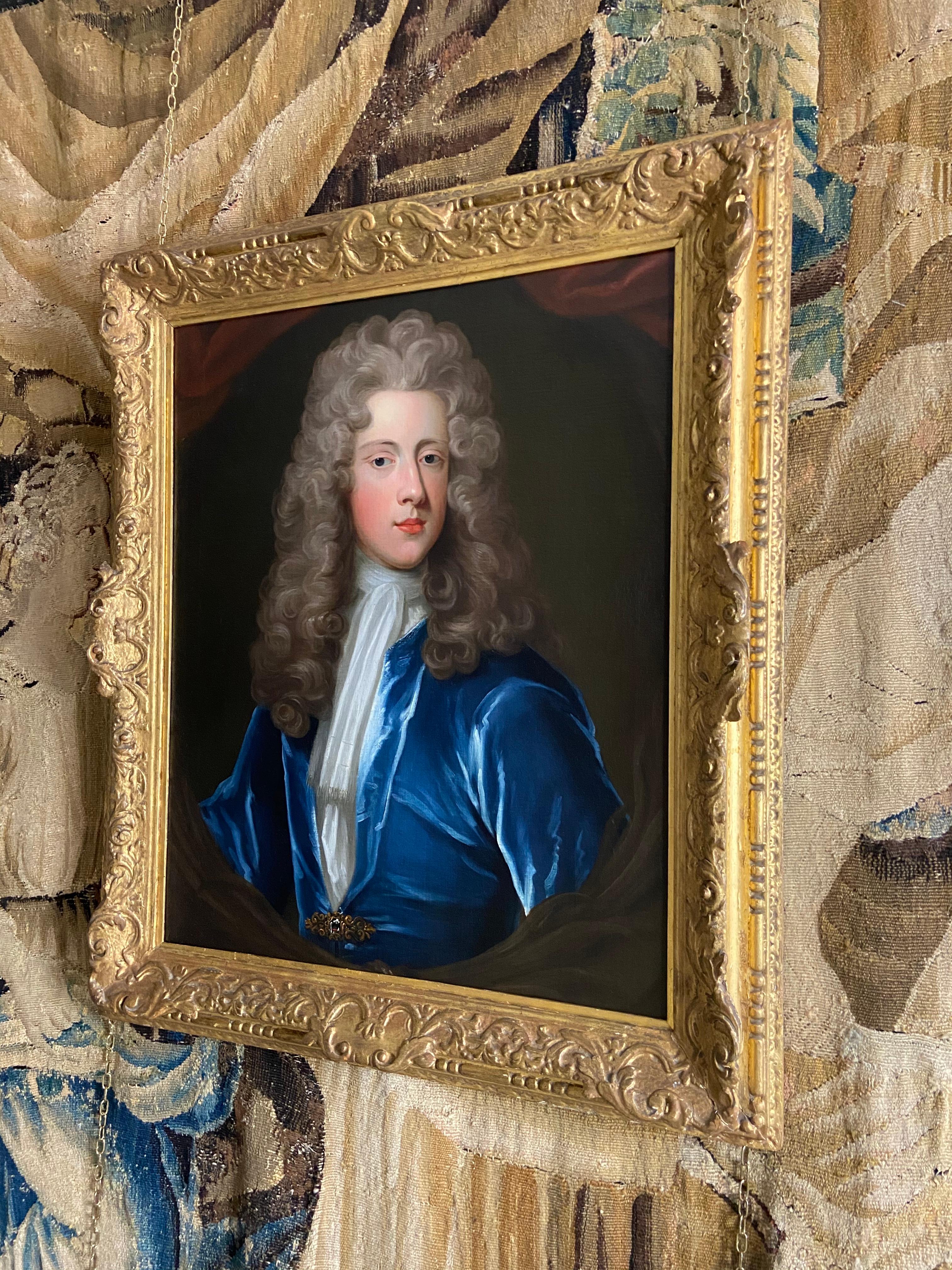 EARLY 18TH CENTURY ENGLISH PORTRAIT OF A YOUNG GENTLEMAN  - ATTRIBUTED TO CHARLES D’AGAR (1669 - 1723)
A a sensitively rendered and highly decorative early 18th portrait of a dashing young gentleman attributed to Charles D’Agar. The sitter is