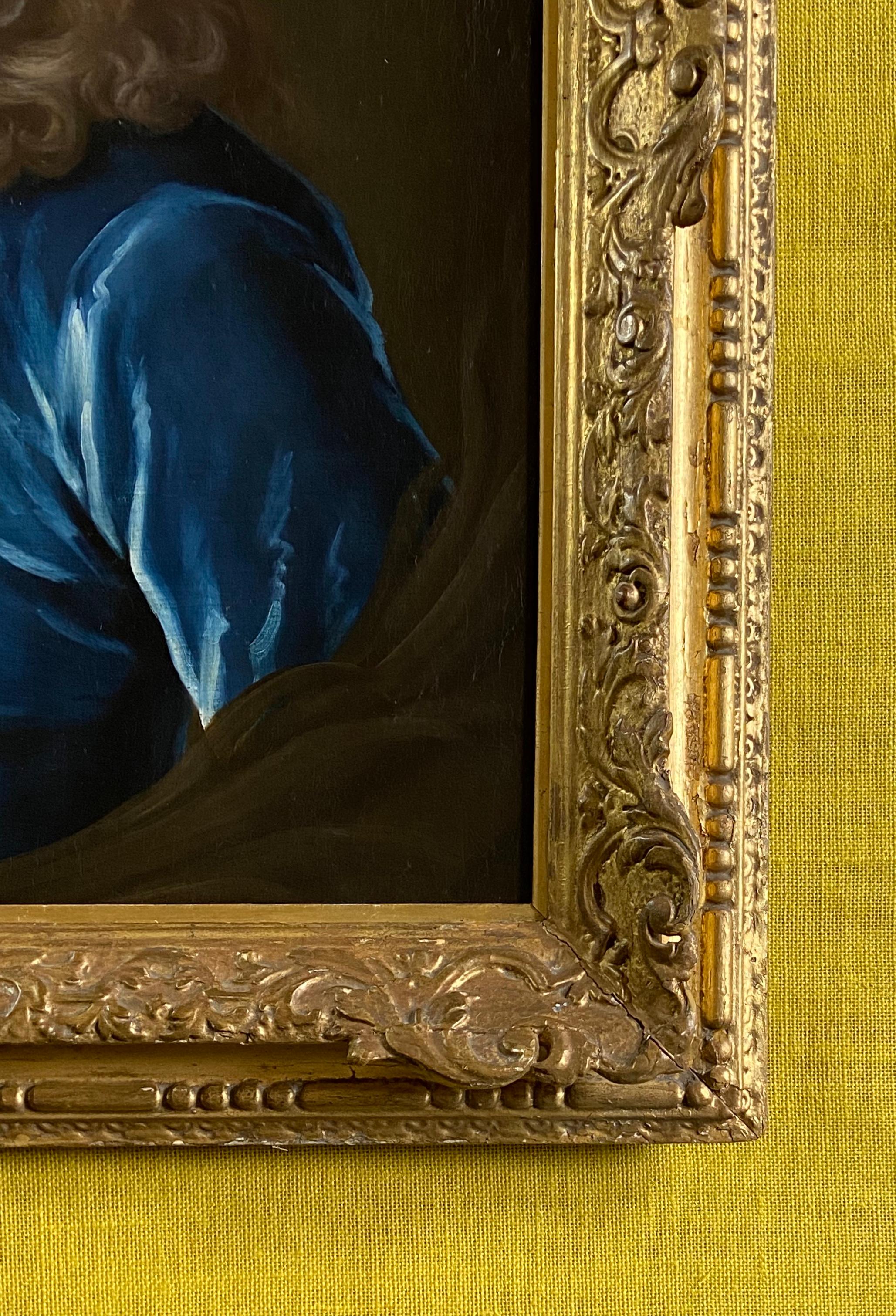 ENGLISCHES ÖLPORTRÄT EINES JUNGEN MANNES IM BLAUEN SAMTMANTEL AUS DEM 18. 6