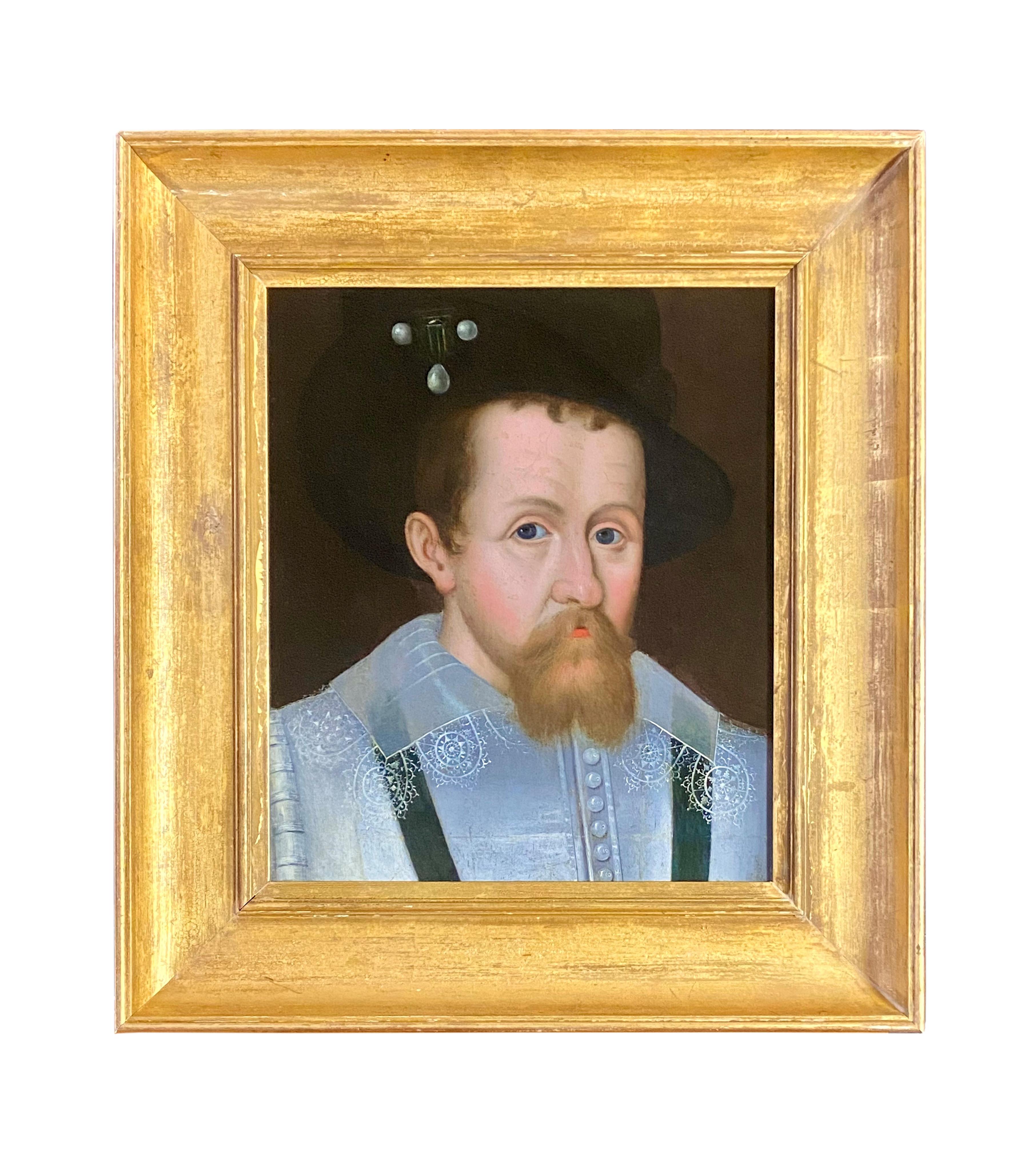 17th Century Royal Portrait of James I of  England & James VI of Scotland - Painting by John De Critz
