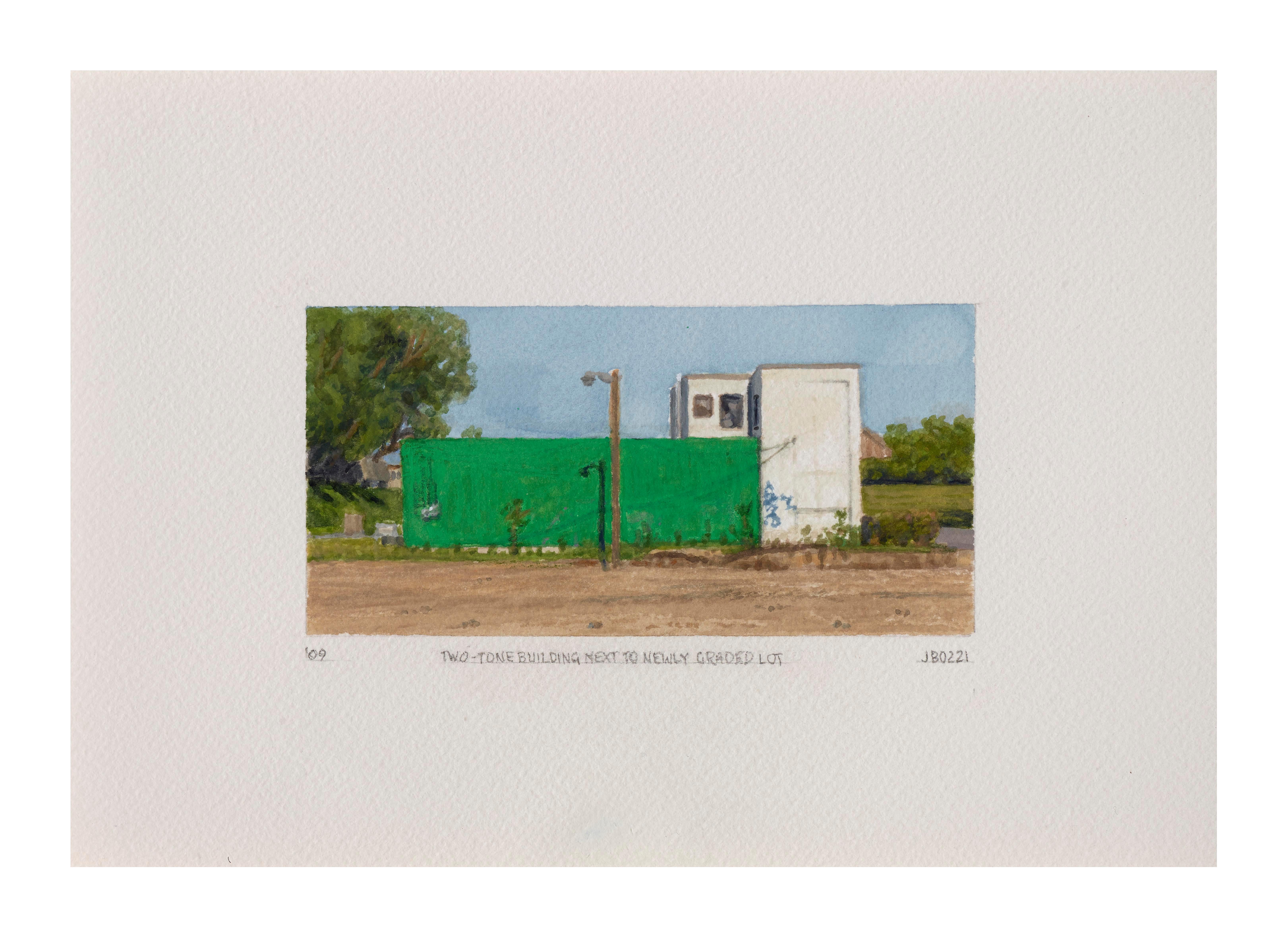 Two Tone Building Next to Newly Graded Lot - Art by Julie Bozzi