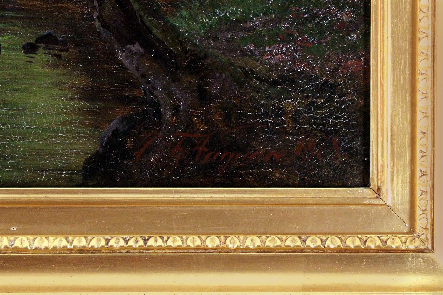 June Day in the Beech Forest, Lellinge - Romantic Painting by CARL FREDERIK AAGAARD
