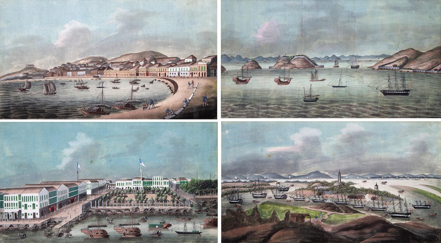 Unknown Landscape Art - VIEWS OF CANTON, THE TIGER'S MOUTH, WHAMPOA AND MACAO