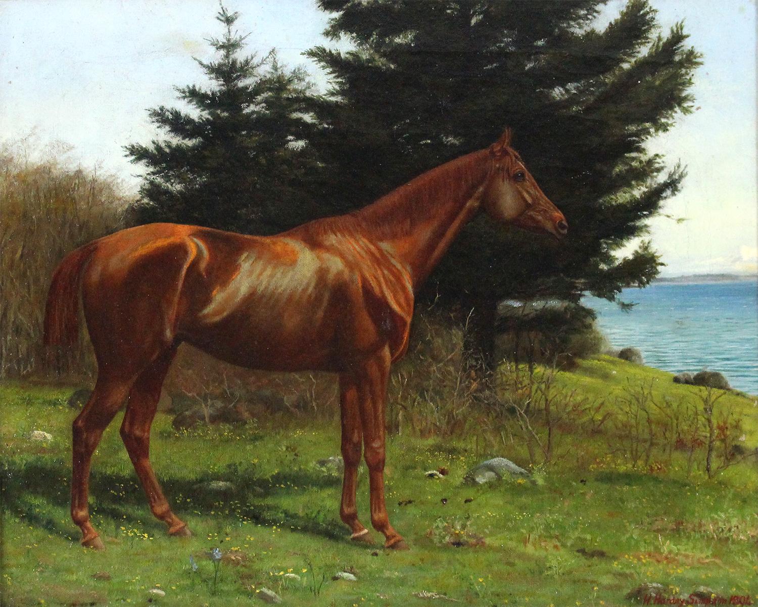 Heywood Hardey Simpson Landscape Painting - Horse Portrait, Quamichan BC 1894