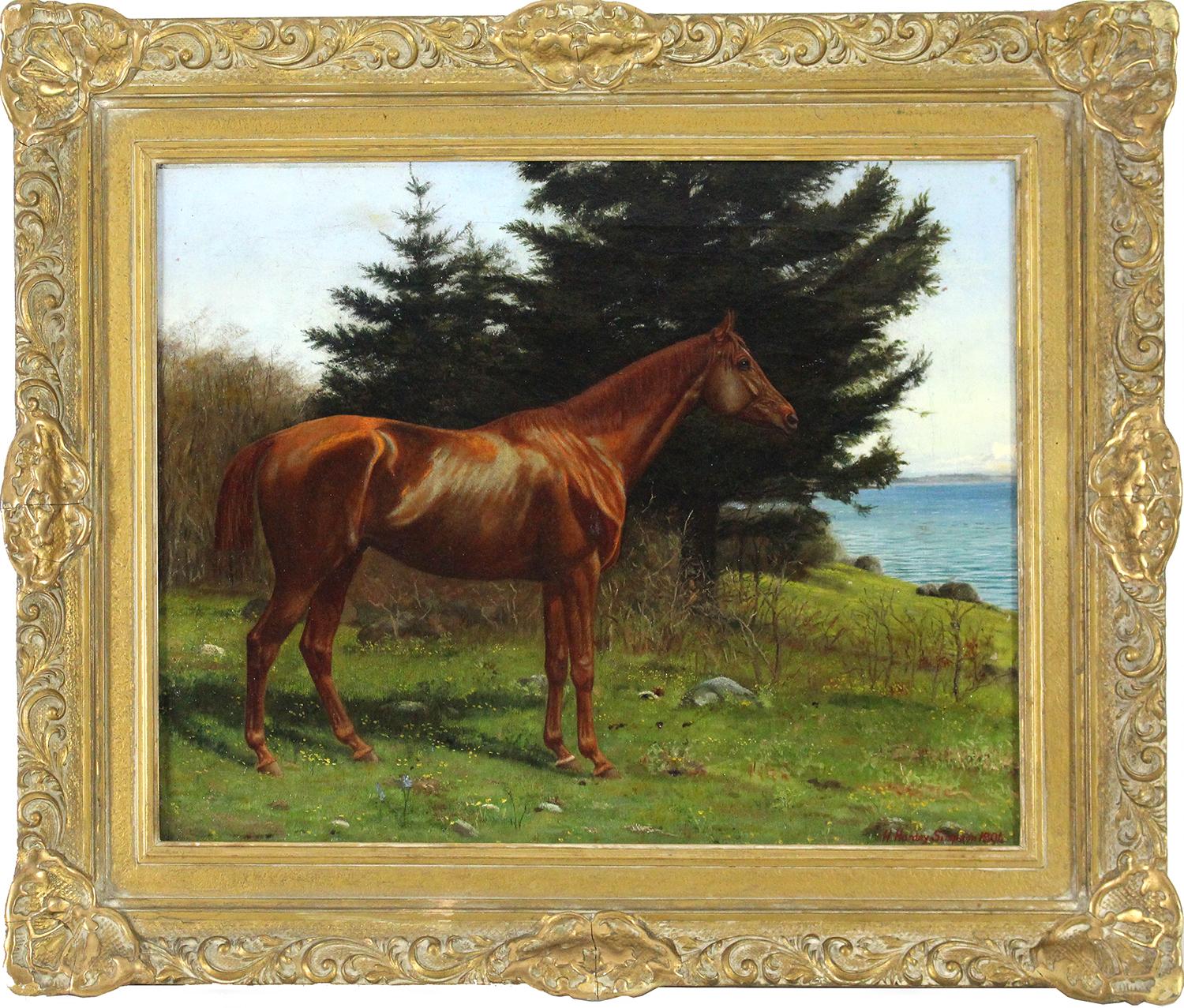 Horse Portrait, Quamichan BC 1894 - Painting by Heywood Hardey Simpson