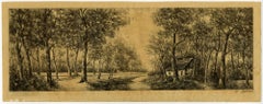 Untitled - Drawing of a landscape with house near river.