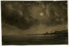 Untitled - Atmospheric seascape night scene along the Dutch North Sea coast.