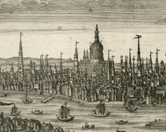 View of London with Thames and St. Paul's cathedral by Haffner - 18th Century