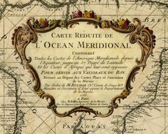 Sea chart of the Southern Atlantic Ocean - Engraving - 18th century